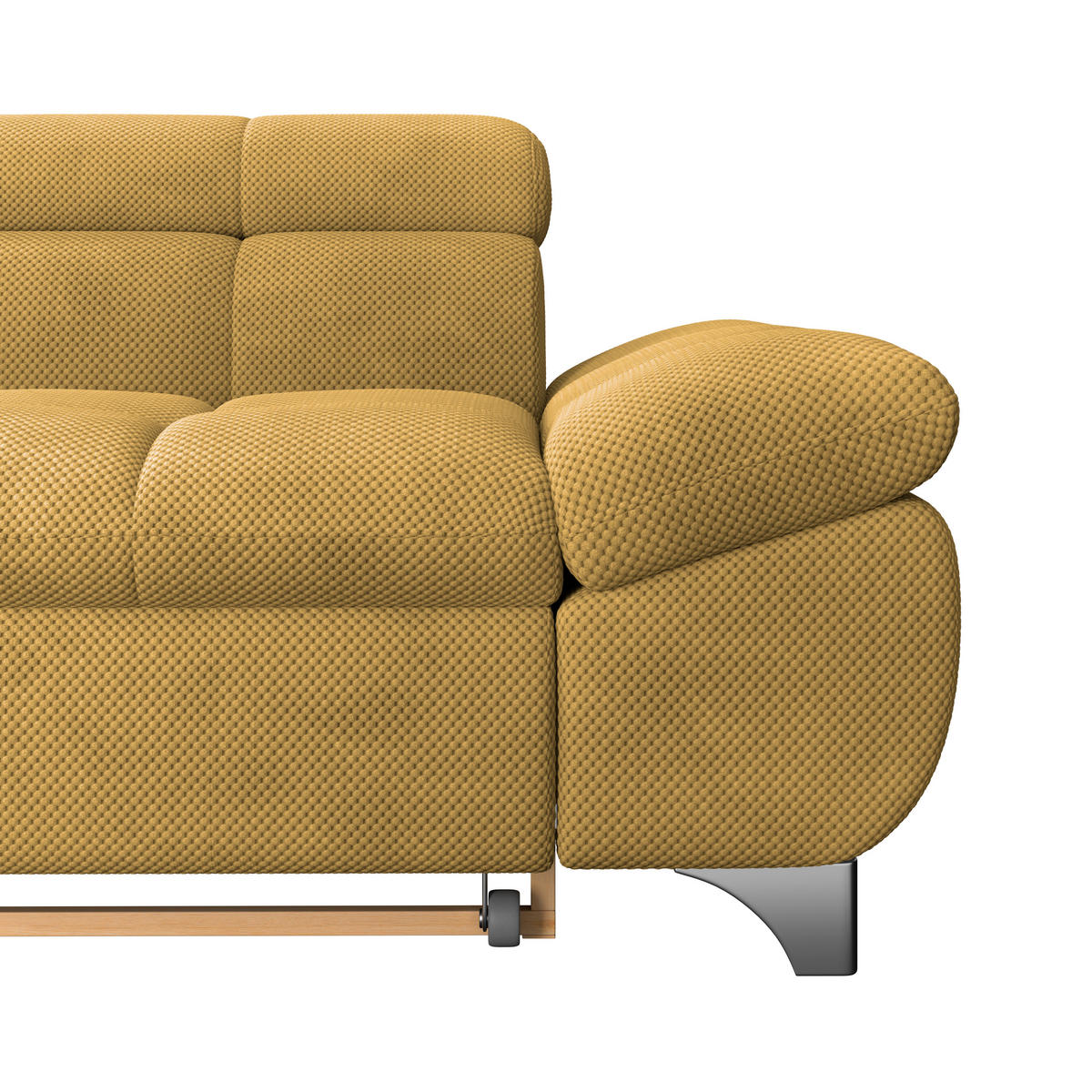 ECKSOFA Senfgelb Chenille  - Chromfarben/Senfgelb, KONVENTIONELL, Textil/Metall (234/312cm) - Livetastic