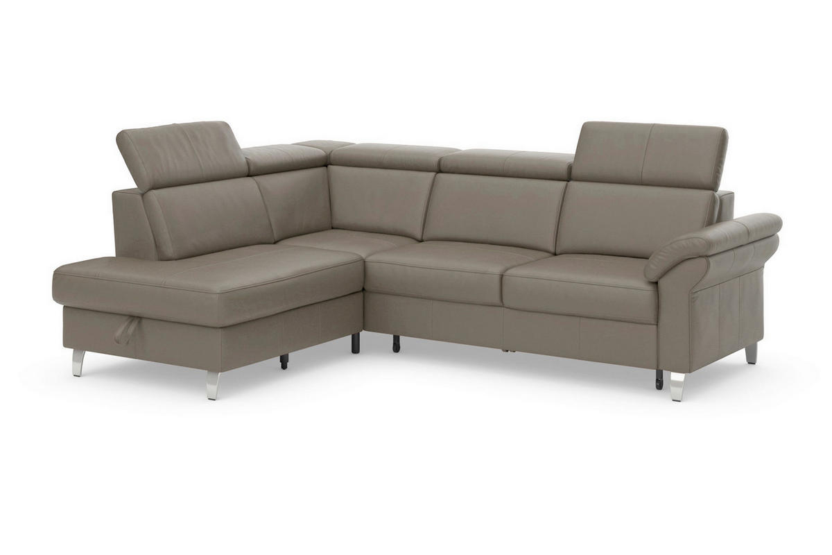 ROHOVÁ SEDAČKA, textil, koža, sivá - sivá/chrómová, Basics, kov/koža (194/245cm) - Sit & More