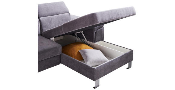 ECKSOFA in Webstoff Grau 250/167 cm - Silberfarben/Grau, Design, Textil/Metall (250/167cm) - Xora