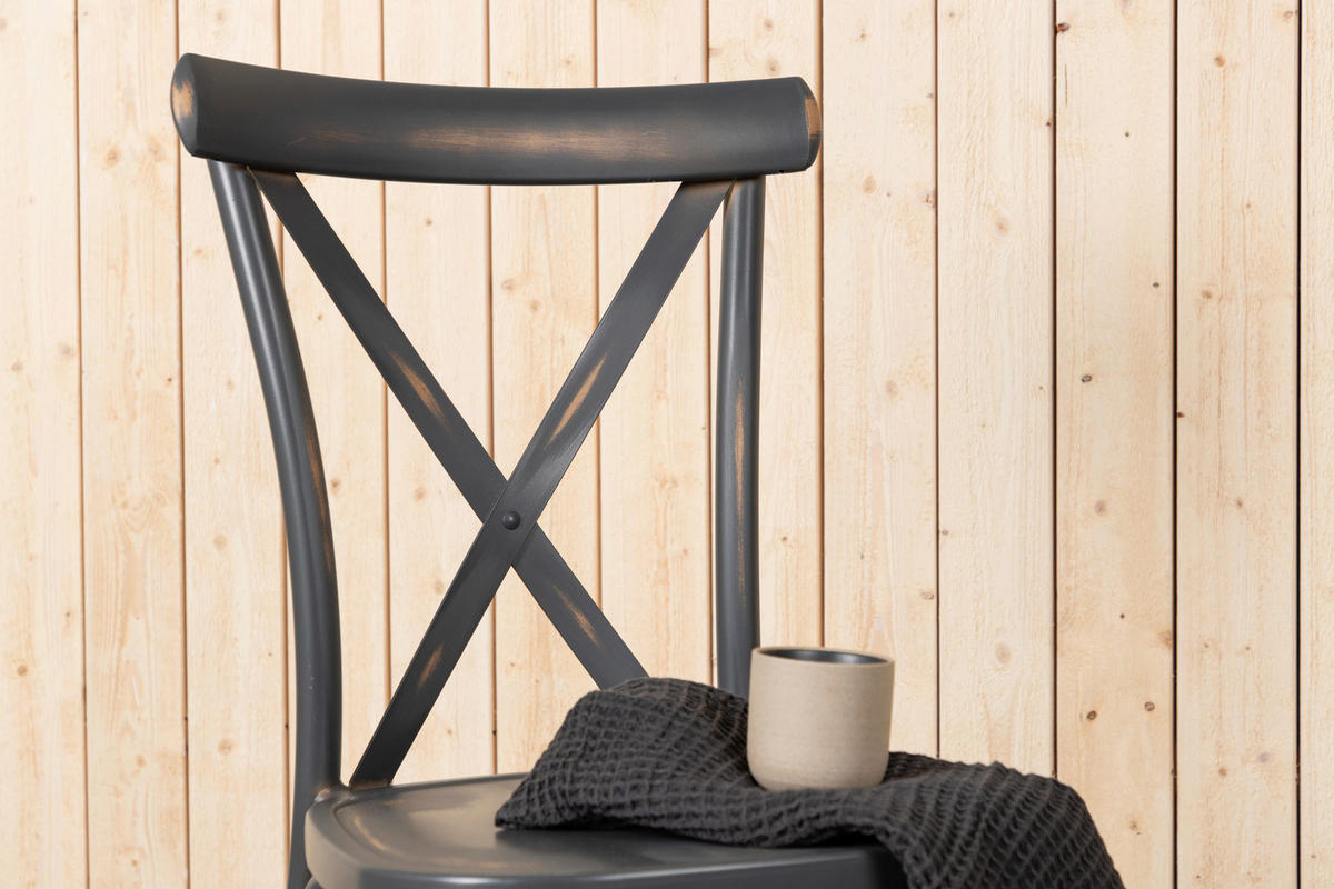 GARTENSTUHL-SET Metall Schwarz  - Schwarz, KONVENTIONELL, Metall (48/88/48cm) - Gardenson