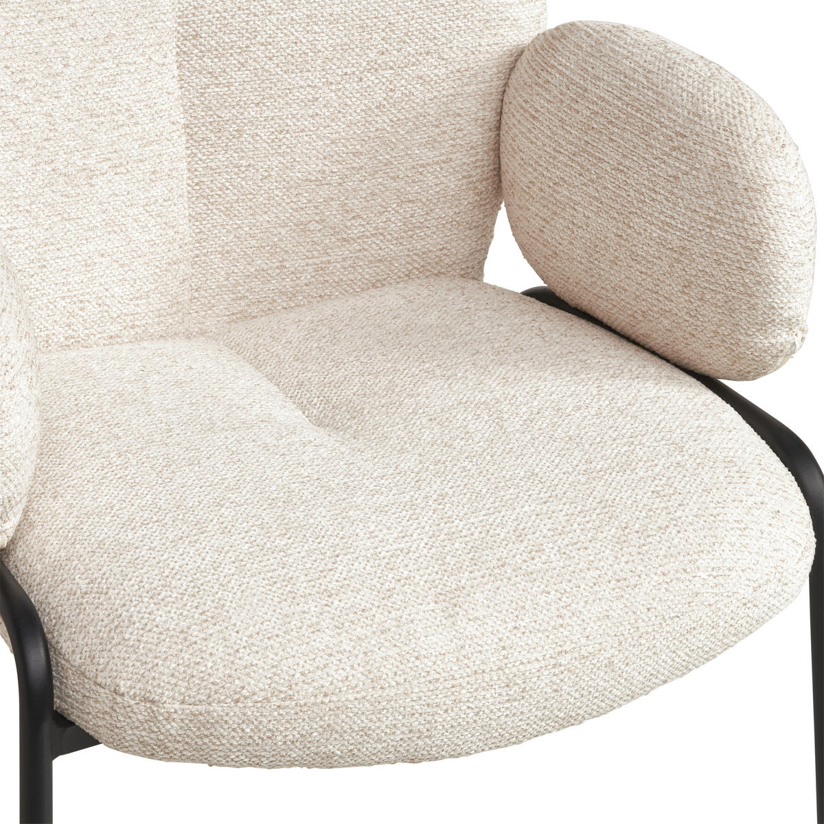 ARMLEHNSTUHL  in Eisen Leinenoptik  - Beige/Schwarz, MODERN, Textil/Metall (60/81/61cm) - MID.YOU