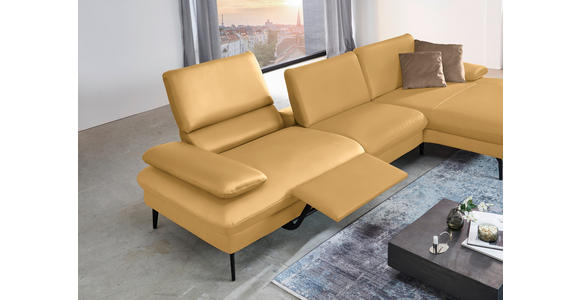ECKSOFA in Echtleder Gelb 325/157 cm - Gelb/Schwarz, Design, Leder/Metall (325/157cm) - Dieter Knoll