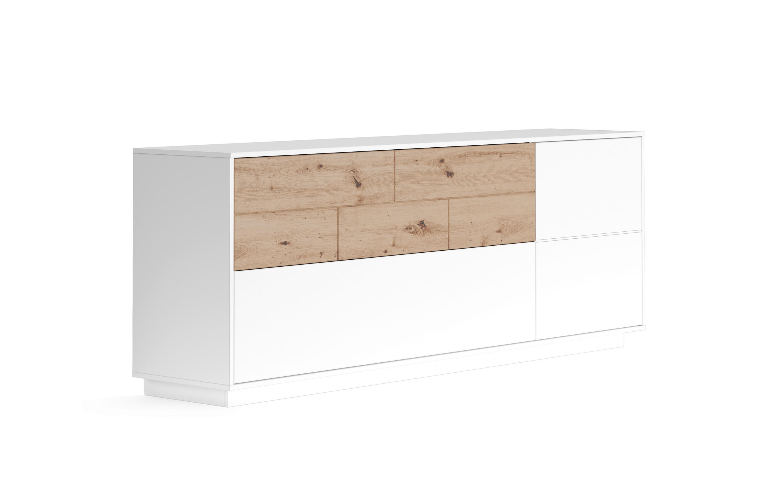 Carryhome Sideboard Weiß, Eiche Artisan 205x77x44 cm
