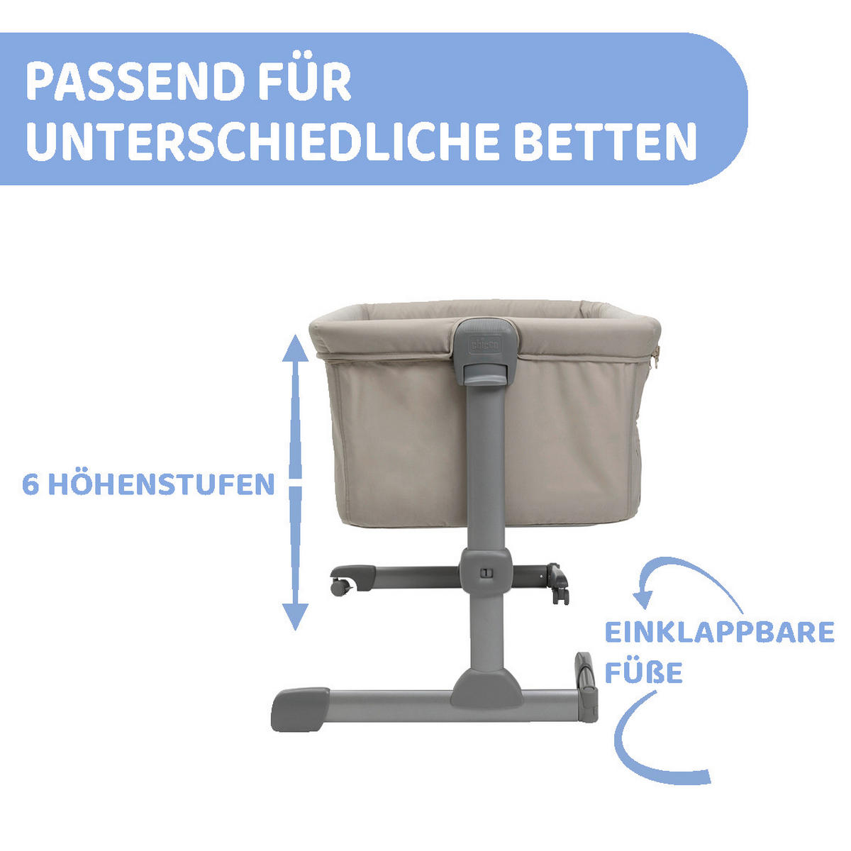 BEISTELLBETT NEXT2ME ESSENTIAL  - Beige, Basics, Textil/Metall (98/65/80/70,5cm) - Chicco