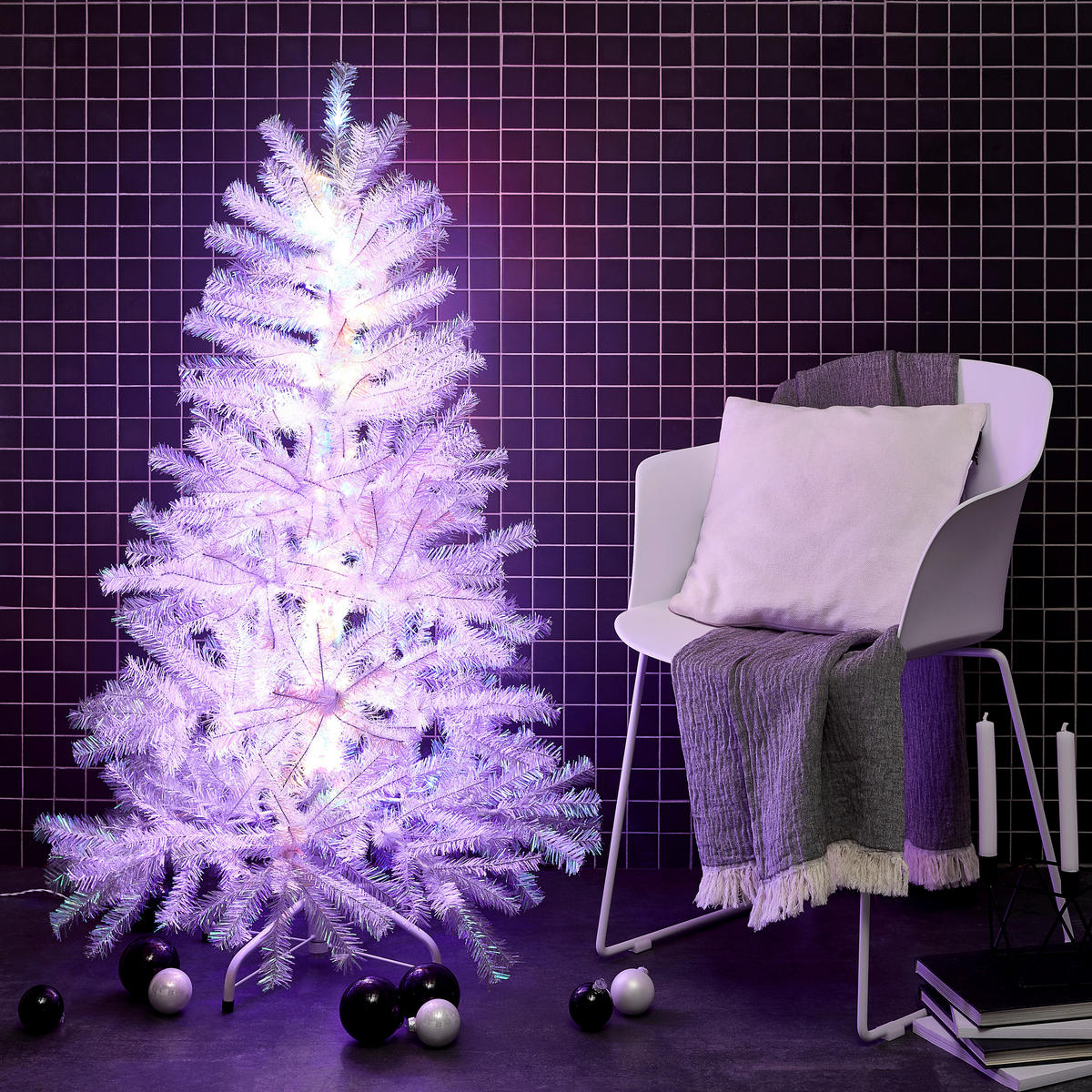 WEIHNACHTSBAUM 180 cm  - Weiß, KONVENTIONELL, Kunststoff/Metall (180cm)