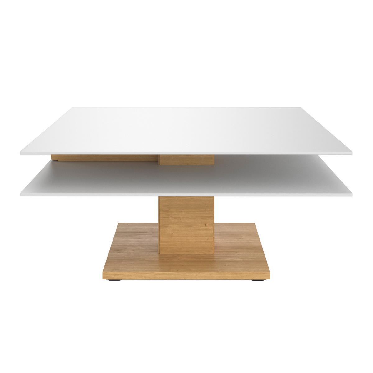 COUCHTISCH in Holz, Glas, Holzwerkstoff 90/90/43 cm  - Weiss/Eichefarben, Design, Glas/Holz (90/90/43cm) - Voglauer