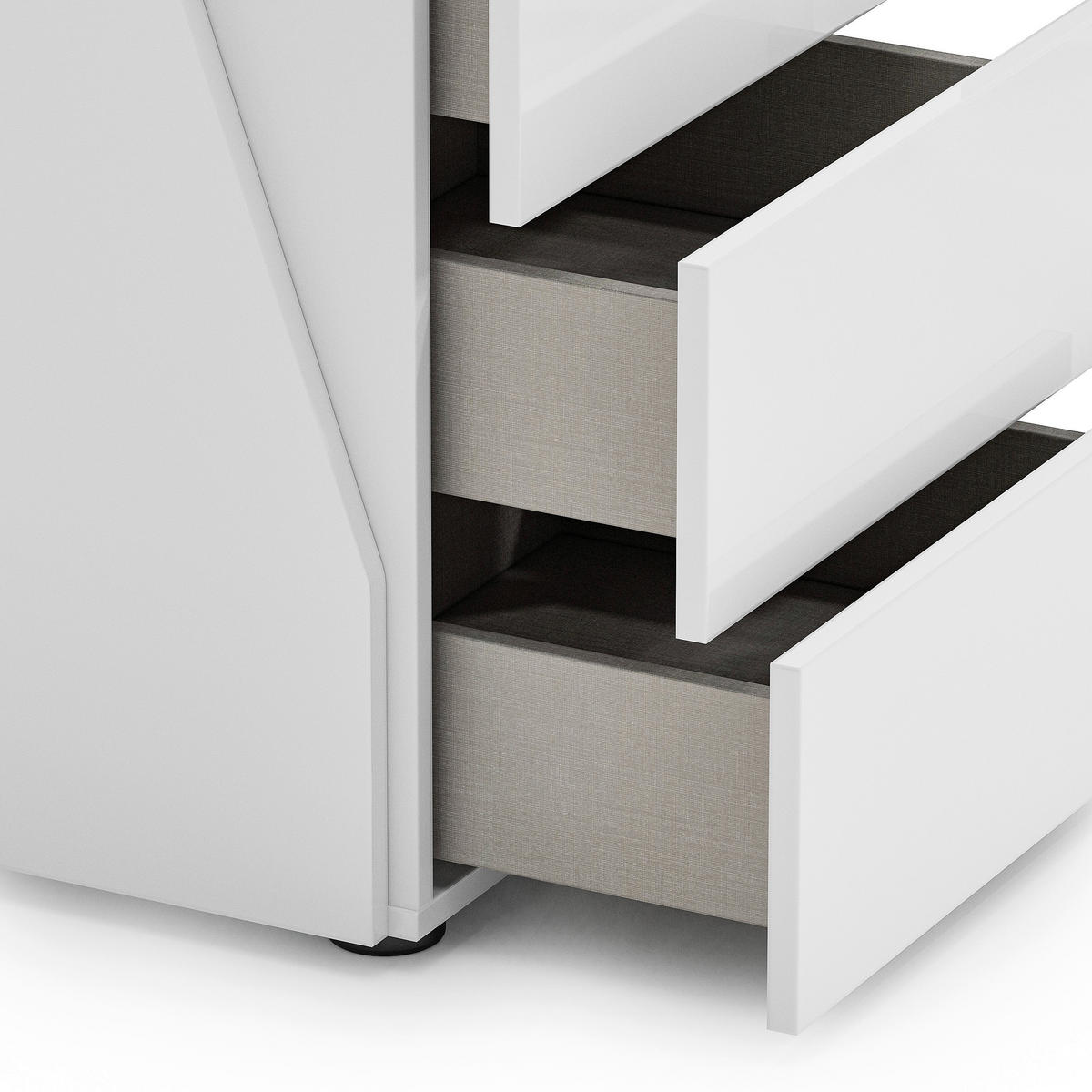 NACHTSCHRANK 48,3/59,5/44,3 cm  - Schwarz/Weiß, Design, Holzwerkstoff/Kunststoff (48,3/59,5/44,3cm) - Novel