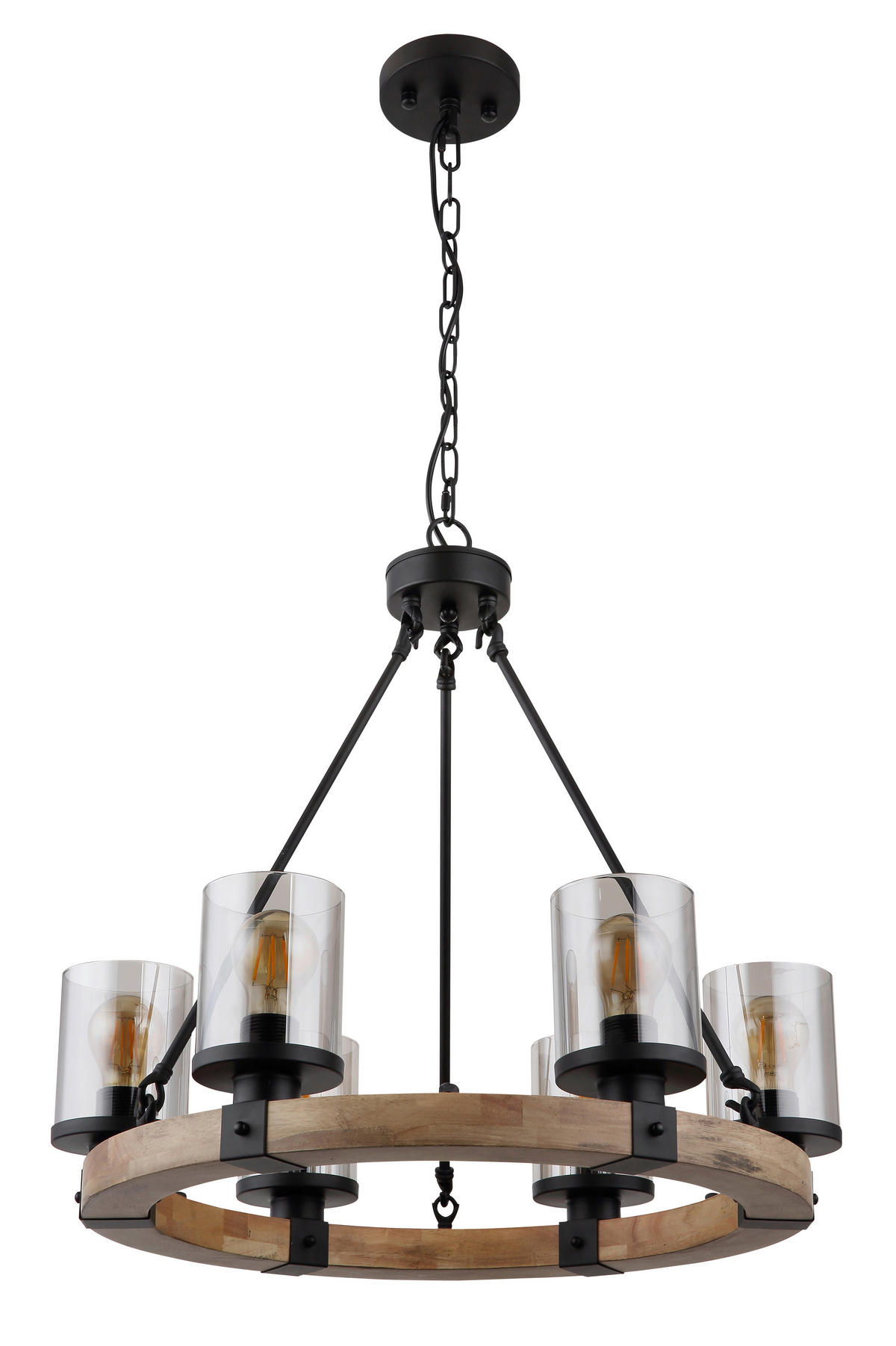 HÄNGELEUCHTE Lila 59/98 cm   - Dunkelbraun/Schwarz, Natur, Glas/Holz (59/98cm) - Globo