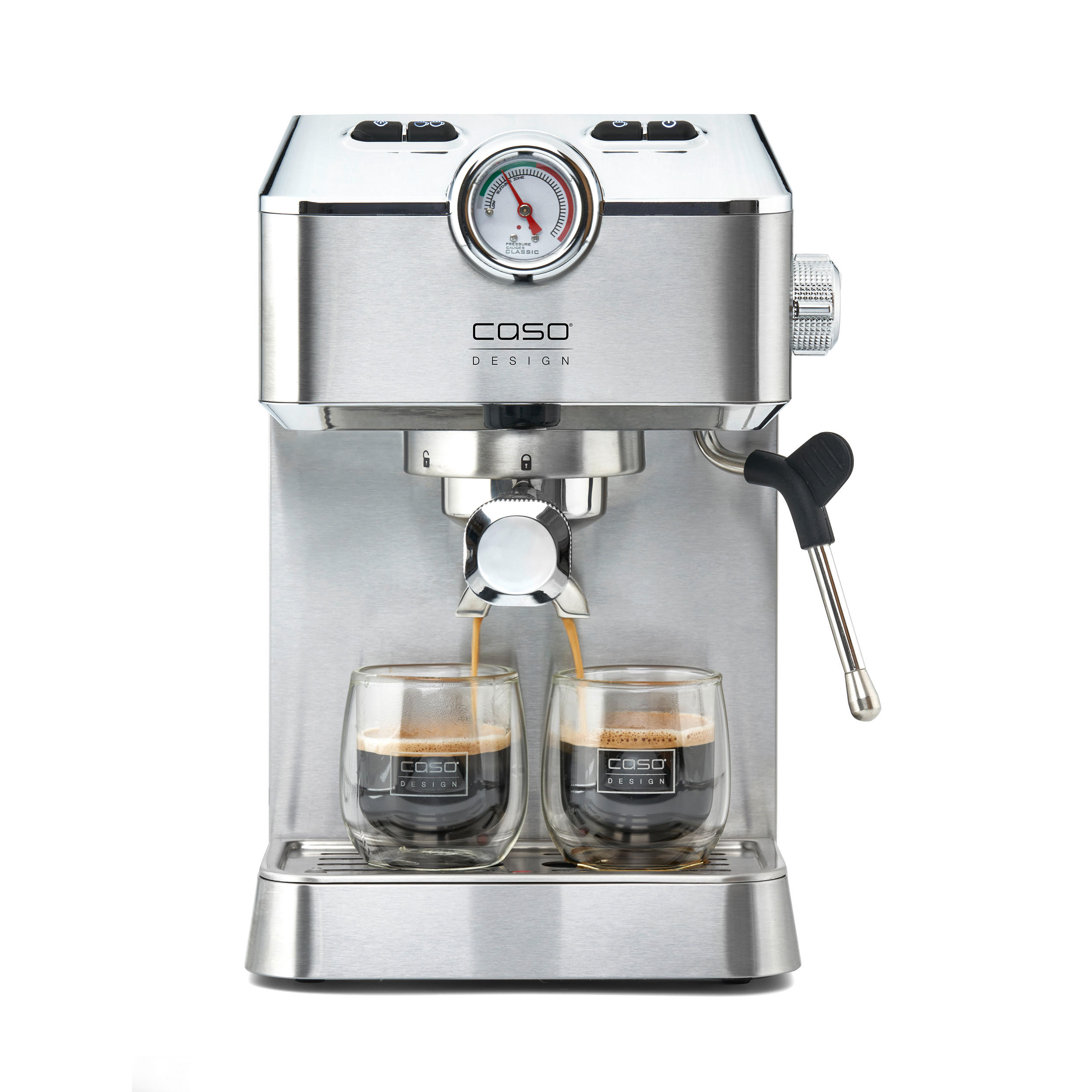ESPRESSOMASCHINE  - Edelstahlfarben/Schwarz, Basics (19,5/30,5/25,5cm) - CASO Design