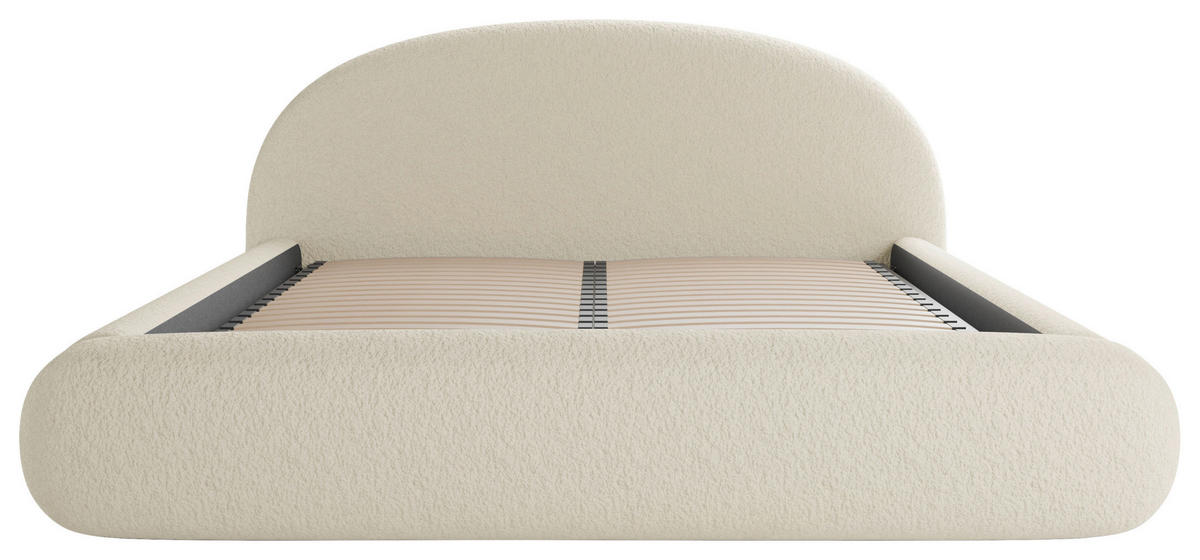 POLSTERBETT 160/200 cm,  in Beige, gepolstertes Kopfteil, Lattenrost, Bettkasten,  - Beige/Schwarz, Design, Holz/Textil (160/200cm) - Chameo
