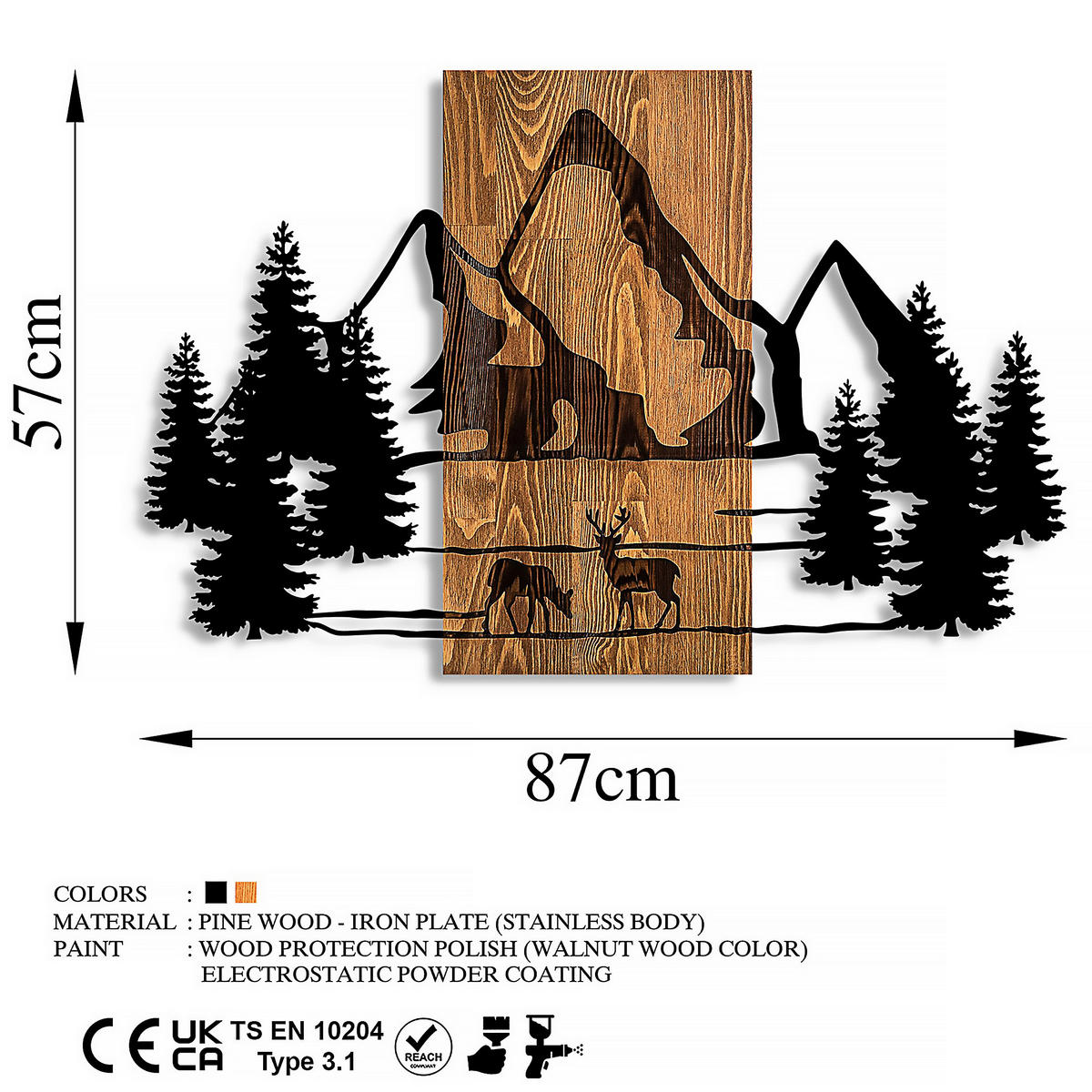 OBJEKTBILD 57/88 cm  - Schwarz/Braun, Basics, Holzwerkstoff (57/88cm)