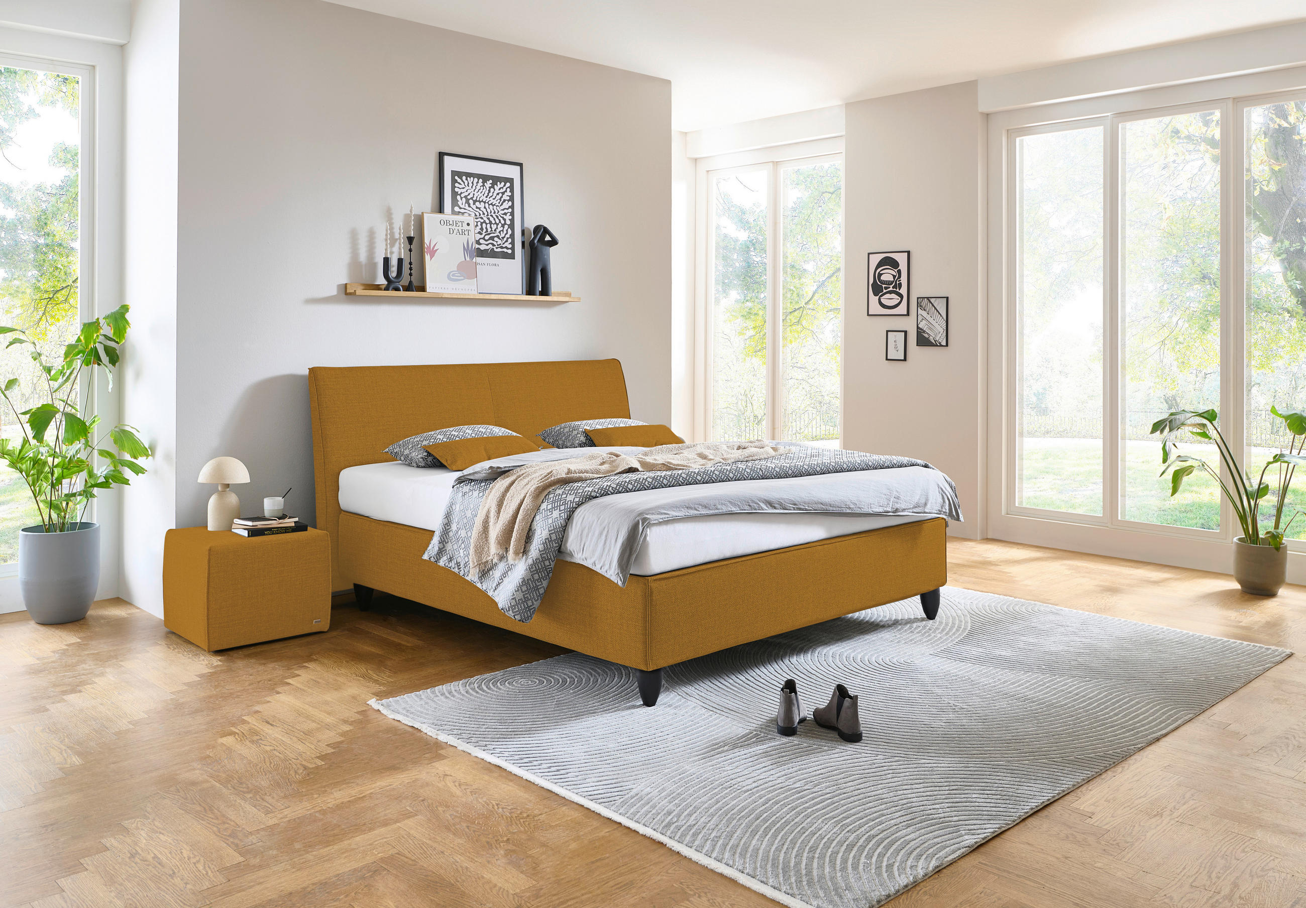 BOXSPRINGBETT 180/200 cm  in Gelb  - Gelb/Schwarz, Design, Holzwerkstoff/Kunststoff (180/200cm) - RUF Betten