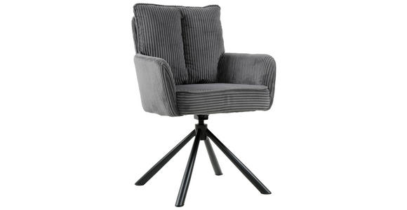 ARMLEHNSTUHL in Eisen Cord - Dunkelgrau/Schwarz, Design, Textil/Metall (61/90/67cm) - Carryhome