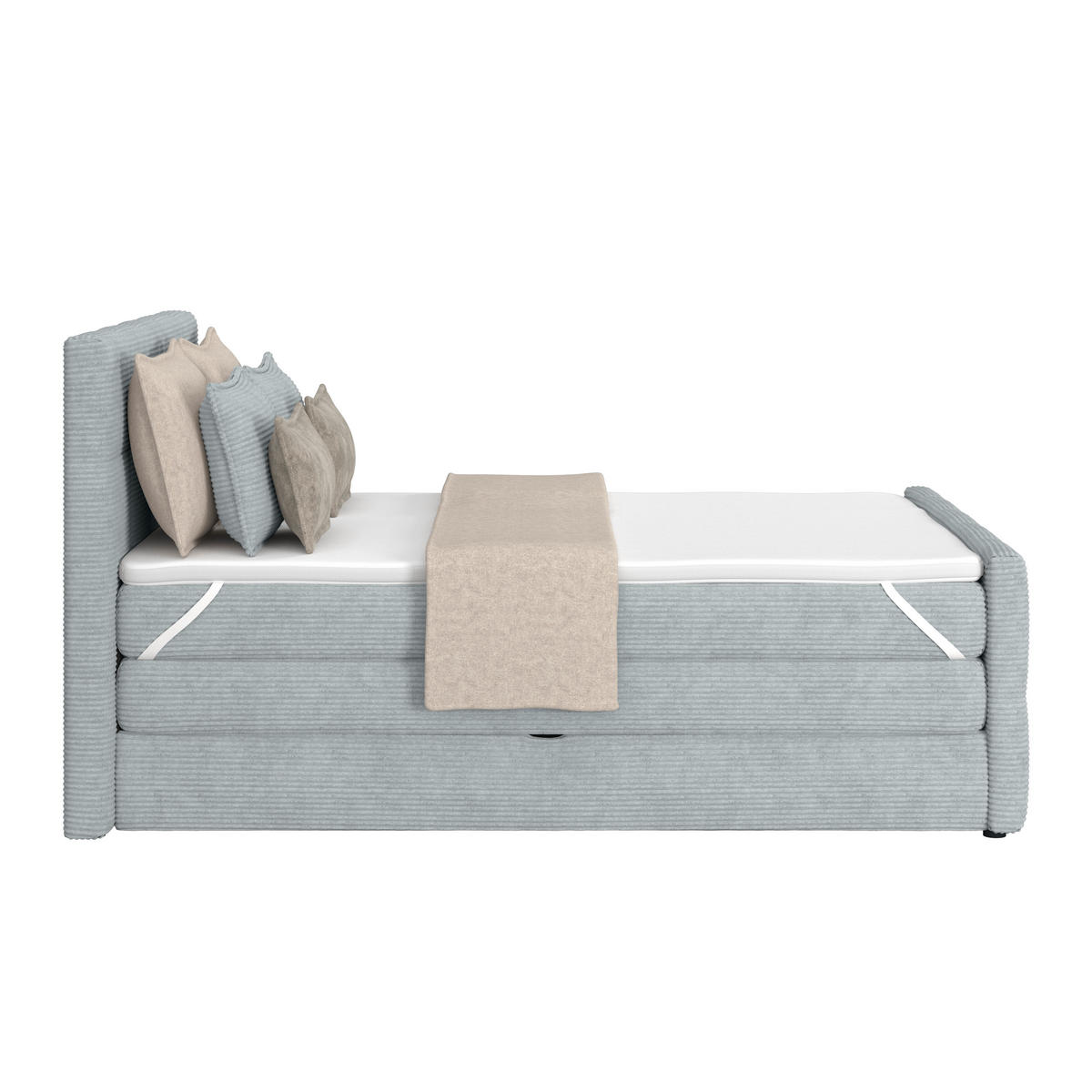 BOXSPRINGBETT 140/200 cm,  in Silberfarben, gepolstertes Kopfteil, Bettkasten, Topper, Matratzen, H3 + H3 = fest  - Silberfarben, KONVENTIONELL, Holz/Holzwerkstoff (140/200cm)