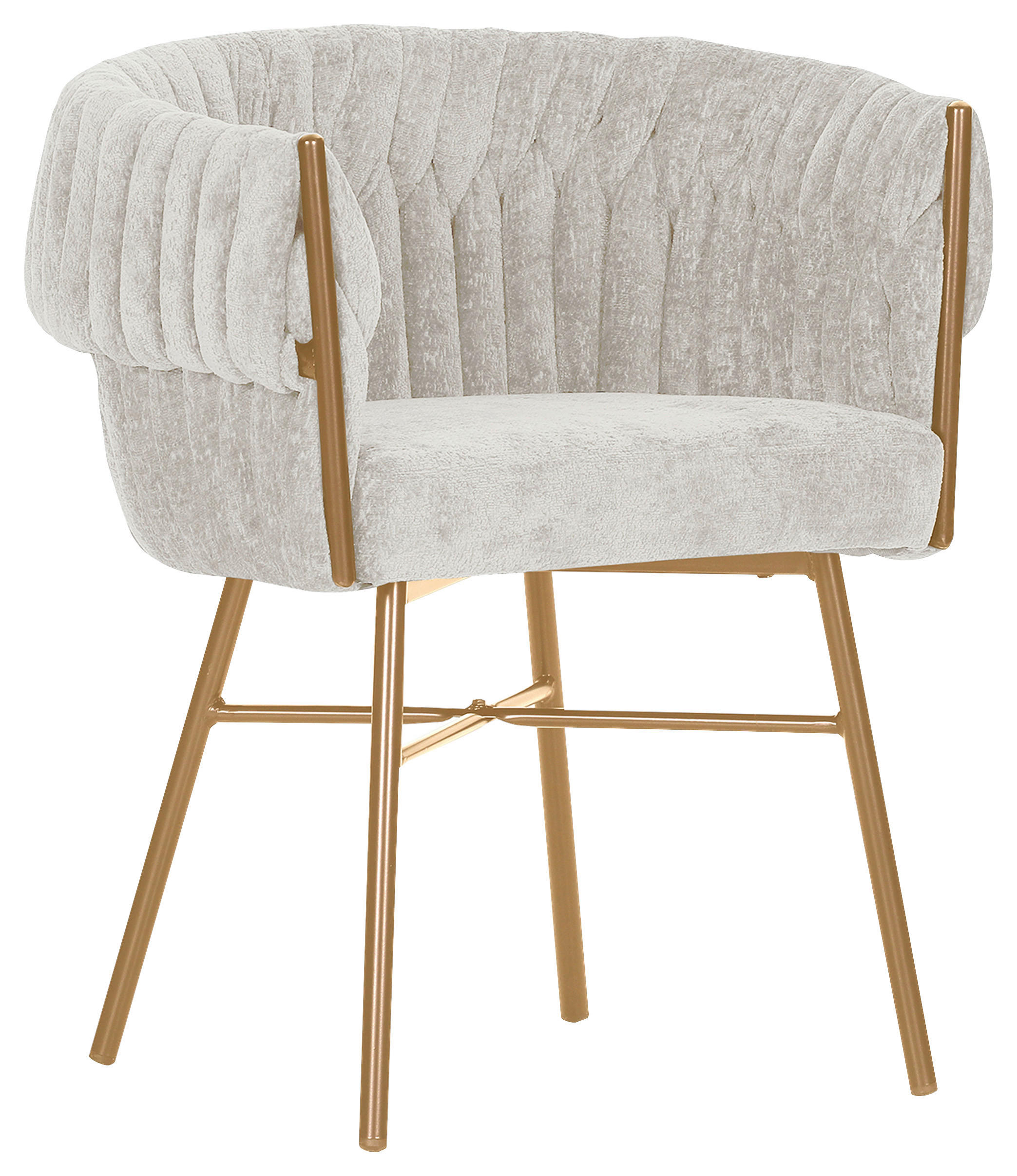 SCAUN CU BRAțE in culoare natur  - auriu/culoare natur, Design, metal/textil (65/76/60cm) - Ambia Home