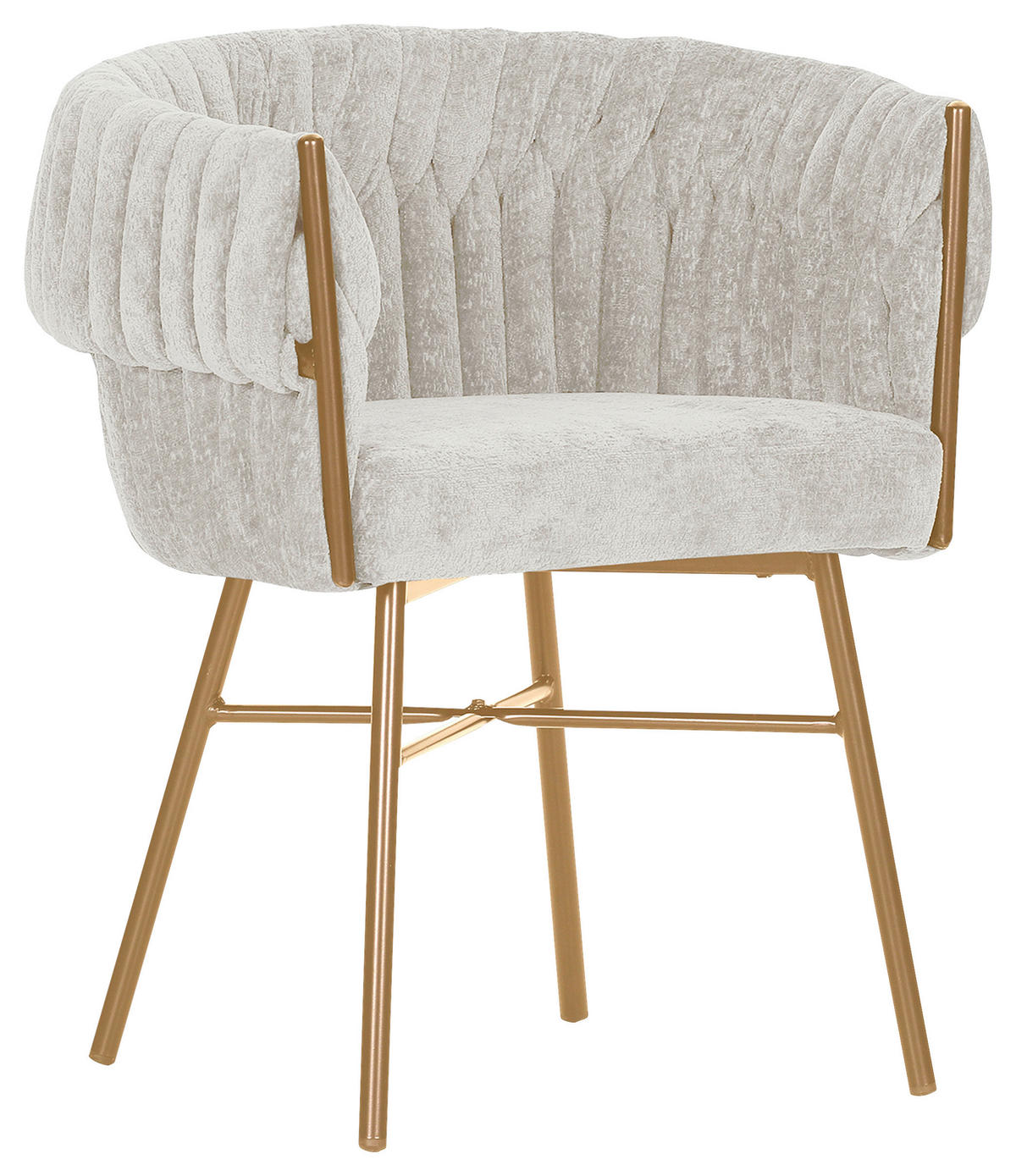 SCAUN CU BRAțE in culoare natur  - auriu/culoare natur, Design, metal/textil (65/76/60cm) - Ambia Home