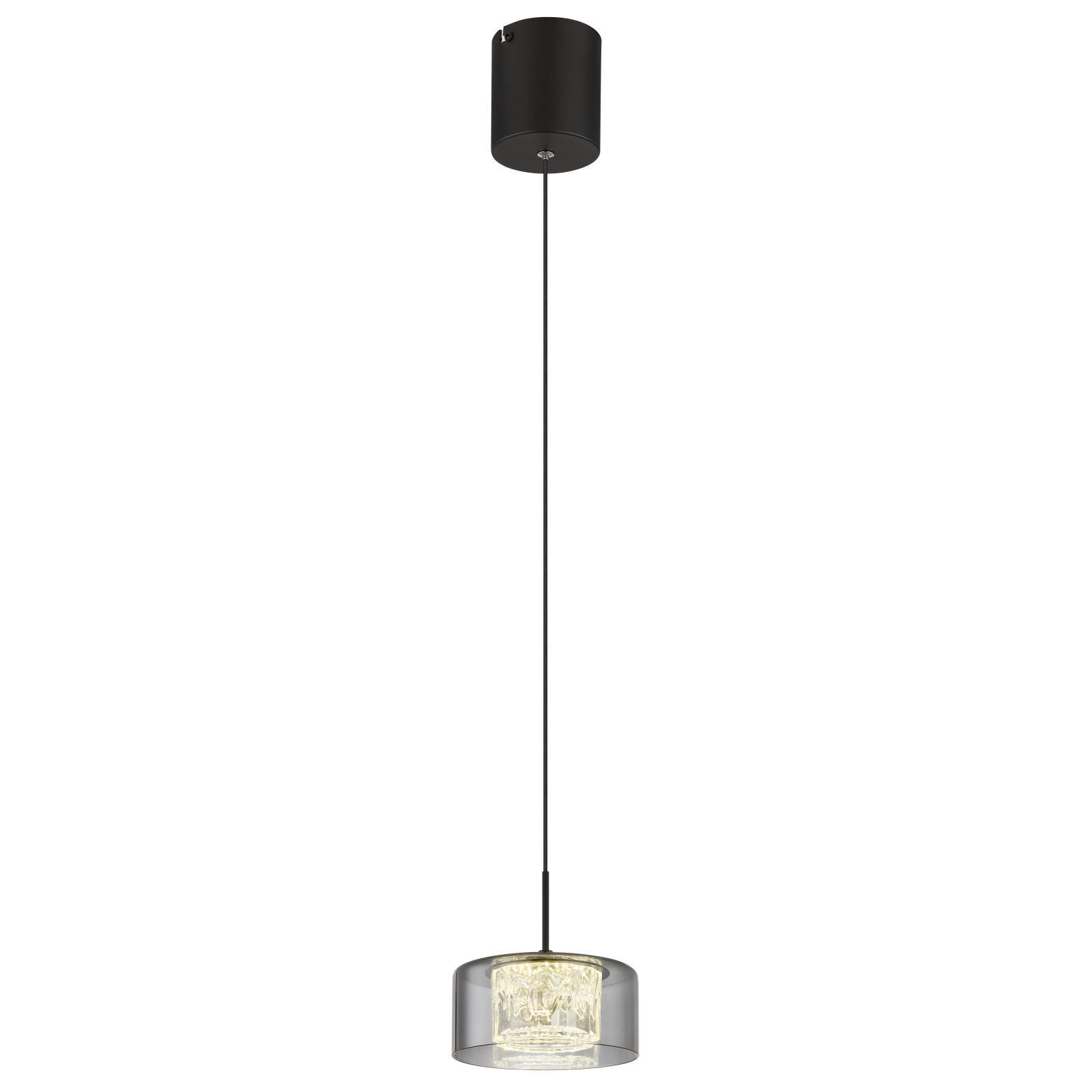 LED FÜGGŐLÁMPA 15/150 cm  - fekete/átlátszó, Basics, műanyag/Üveg (15/150cm)