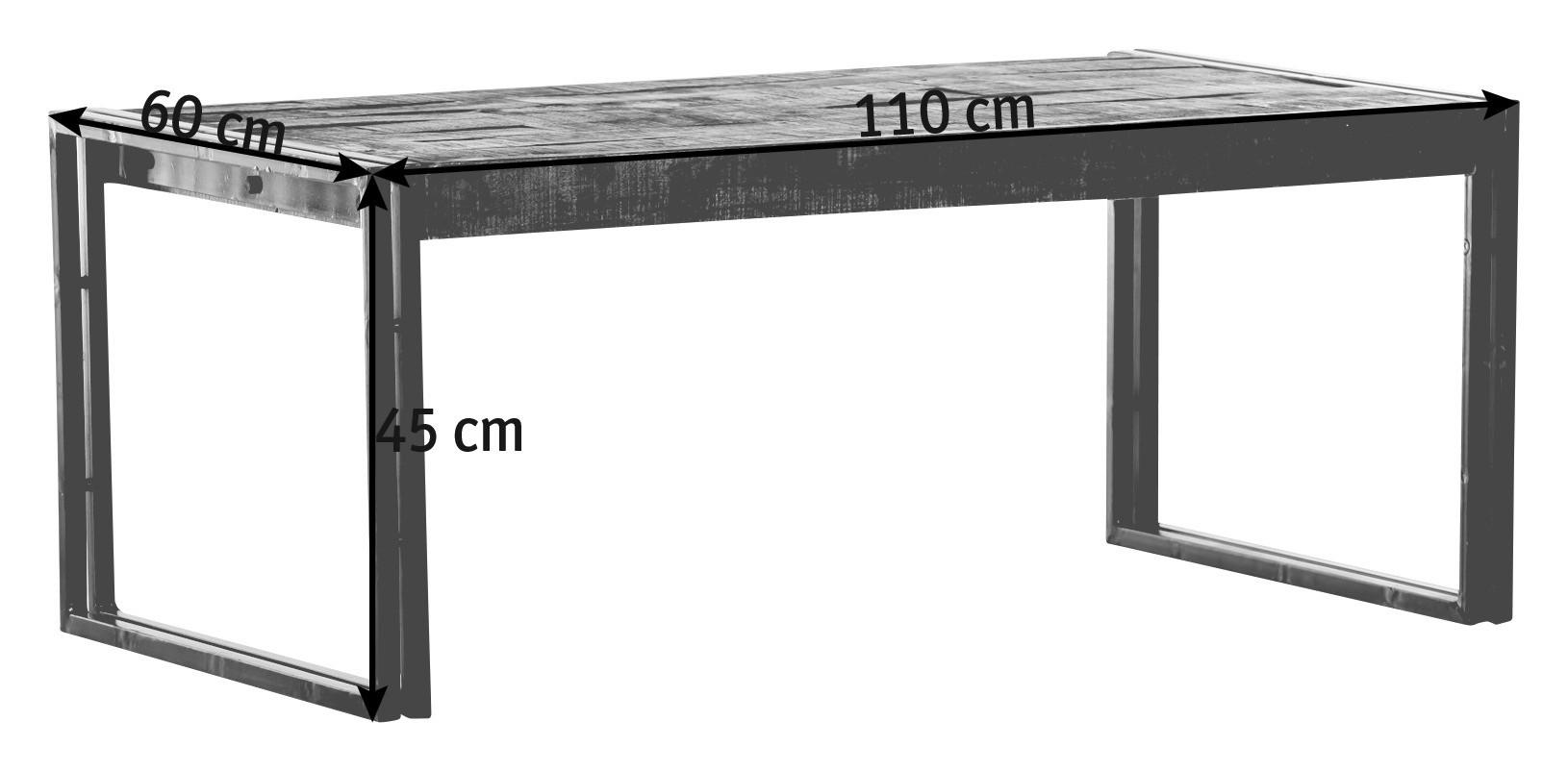 COUCHTISCH in Holz, Metall 110/60/45 cm  - Braun/Grau, Design, Holz/Metall (110/60/45cm)