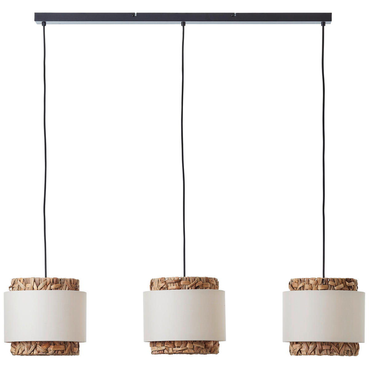PENDELLEUCHTE  - Schwarz/Weiß, Natur, Holz/Textil (120/110/25cm) - Brilliant