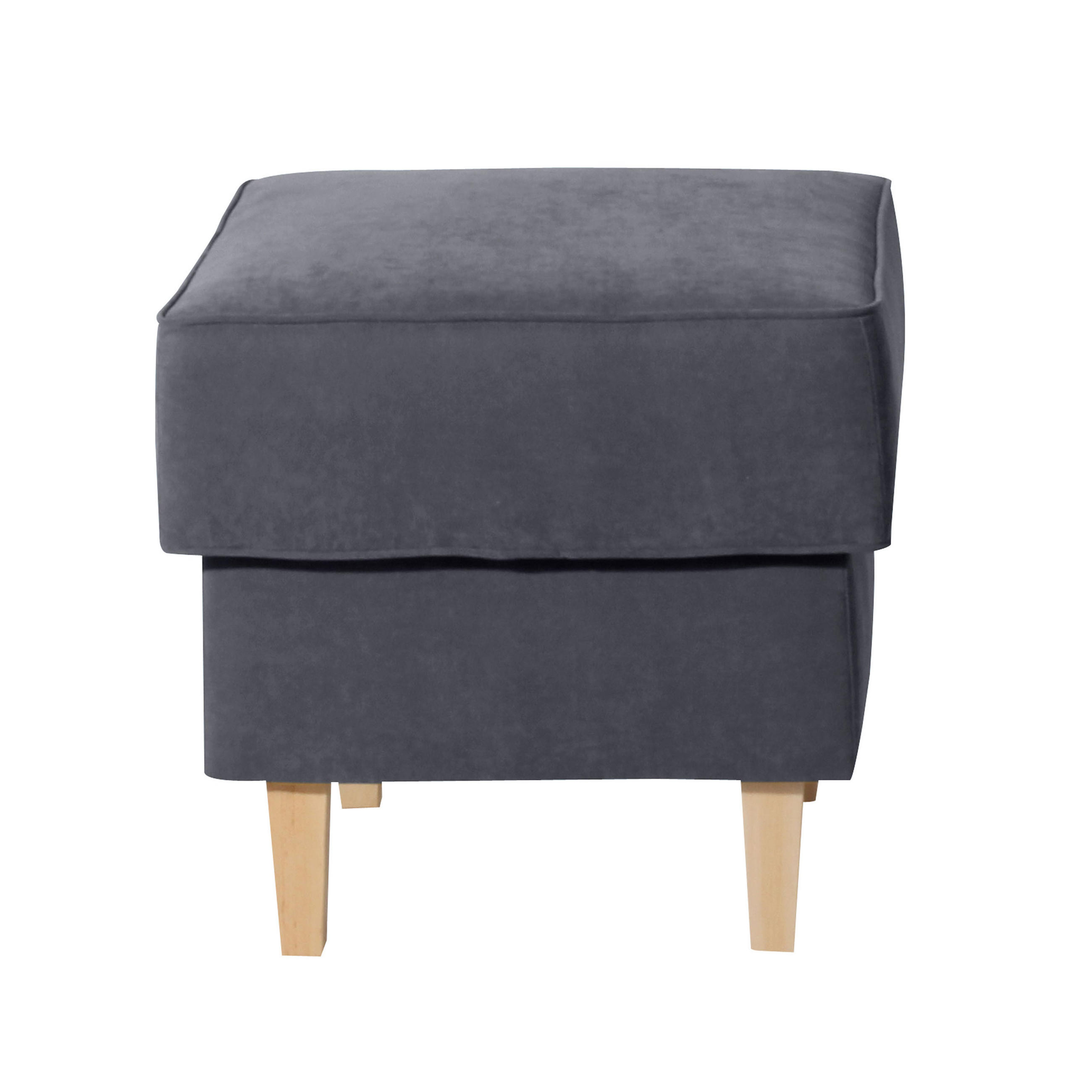 HOCKER in Textil Anthrazit  - Anthrazit/Buchefarben, Design, Holz/Textil (53/45/53cm) - Max Winzer