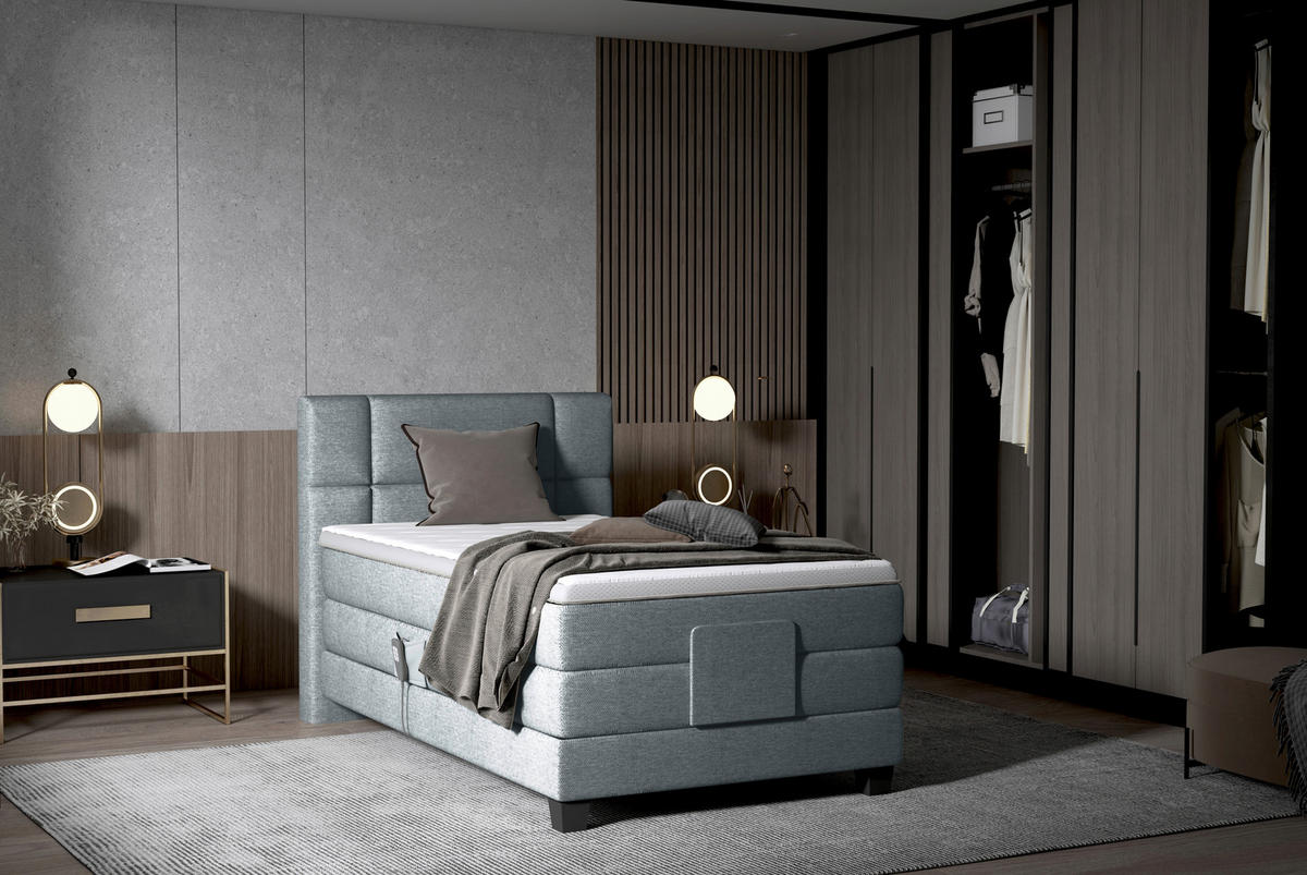 BOXSPRINGBETT 90/200 cm  in Grau  - Schwarz/Grau, KONVENTIONELL, Holz/Kunststoff (90/200cm) - Esposa