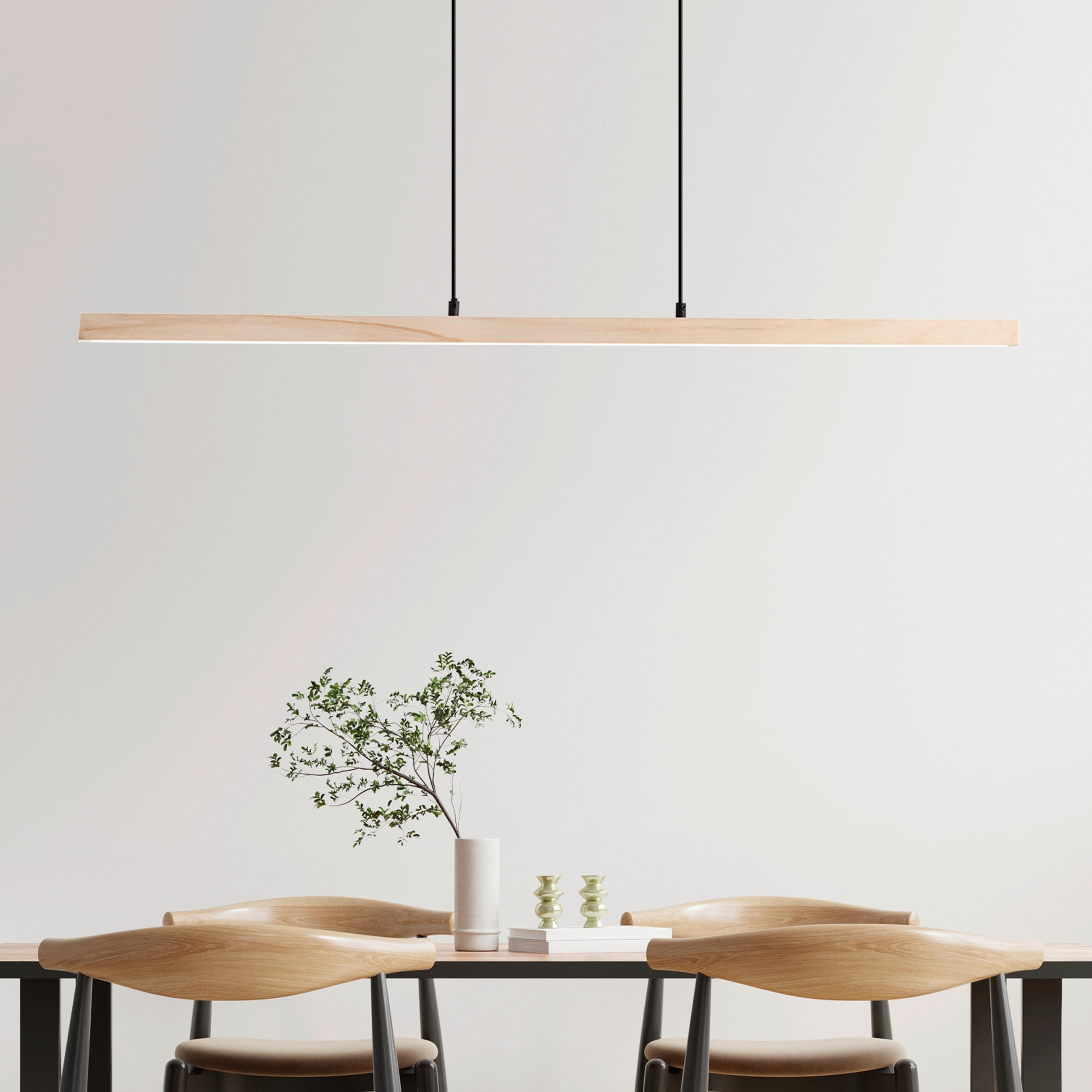 LED-PENDELLEUCHTE 103/6/150 cm    - Schwarz/Kieferfarben, Design, Holz/Kunststoff (103/6/150cm) - Brilliant