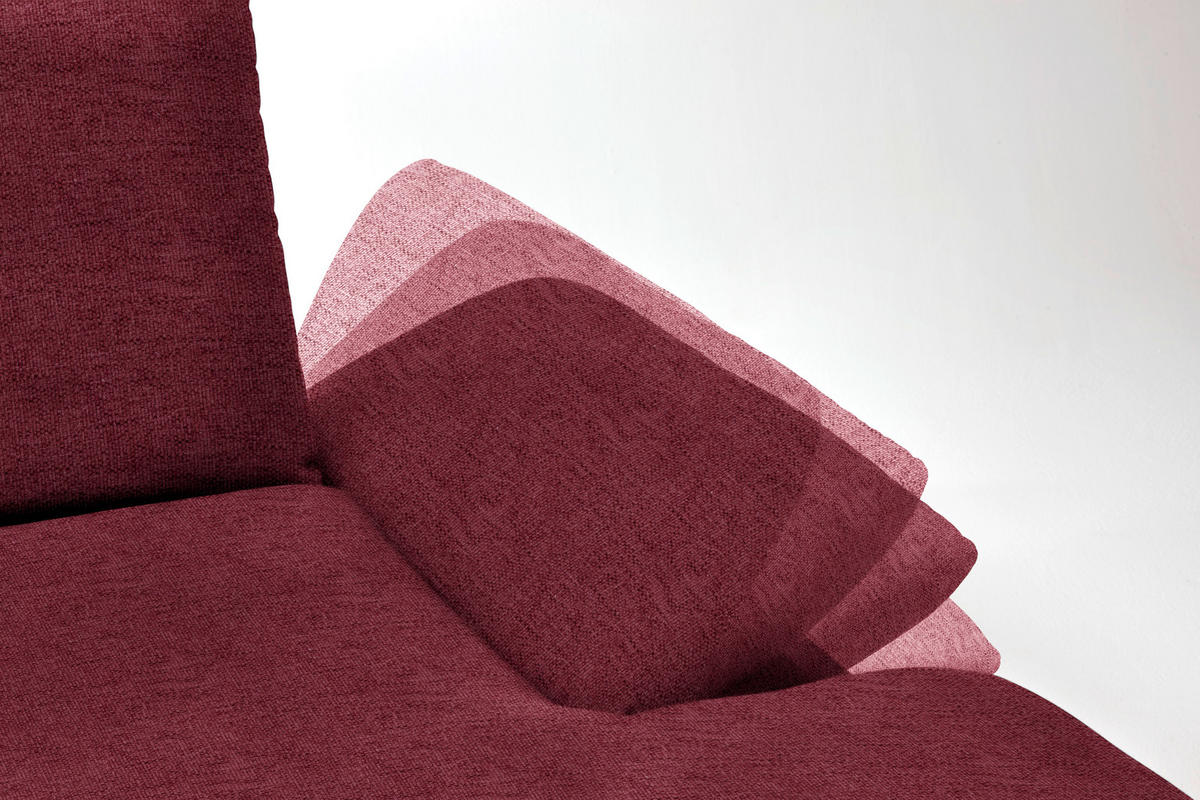 ECKSOFA Formia in Flachgewebe Bordeaux  314/159 cm  - Bordeaux/Schwarz, Design, Holz/Textil (314/159cm) - Dieter Knoll