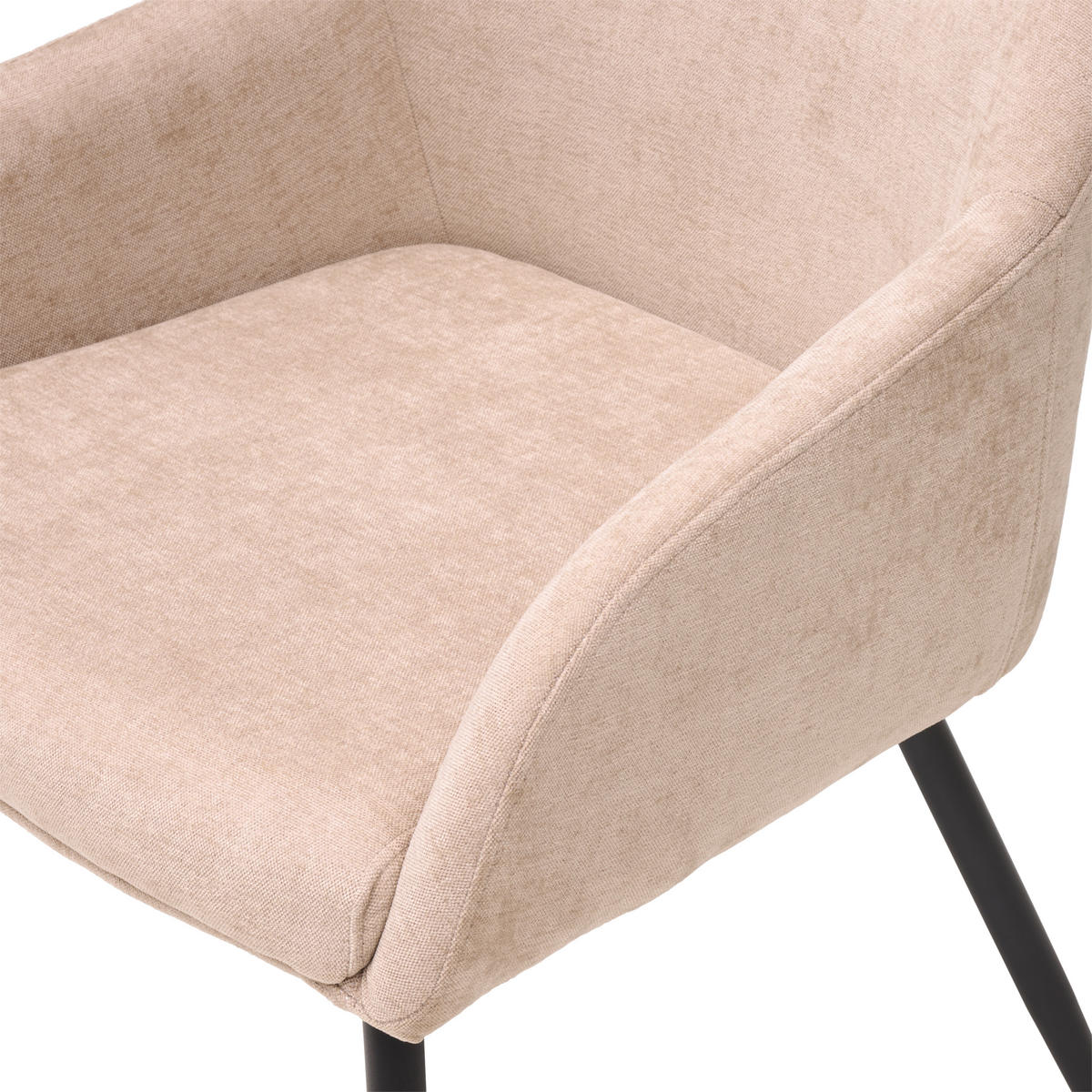 ARMLEHNSTUHL   Chenille  - Beige/Schwarz, Basics, Textil/Metall (60/86/55cm) - Livetastic