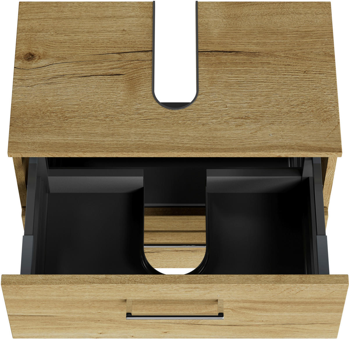 WASCHBECKENUNTERSCHRANK 60/49,8/33,3 cm  - Chromfarben/Wildeiche, KONVENTIONELL, Holzwerkstoff/Metall (60/49,8/33,3cm) - Sadena