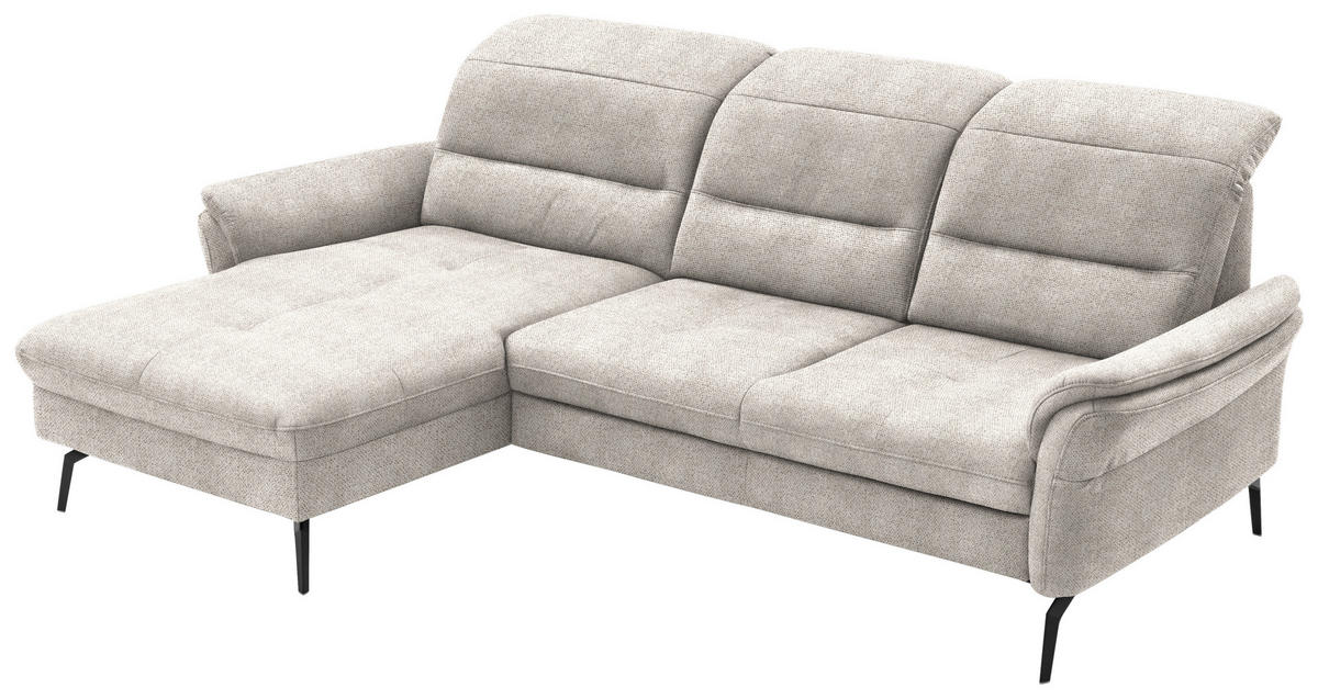 ECKSOFA in Flachgewebe Creme  - Creme/Schwarz, Konventionell, Textil/Metall (181/260cm) - Beldomo Speed