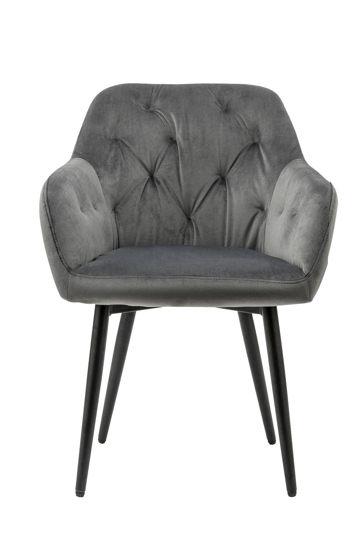 ARMLEHNSTUHL  in Samt  - Schwarz/Grau, MODERN, Textil/Metall (61/85/45cm) - Livetastic