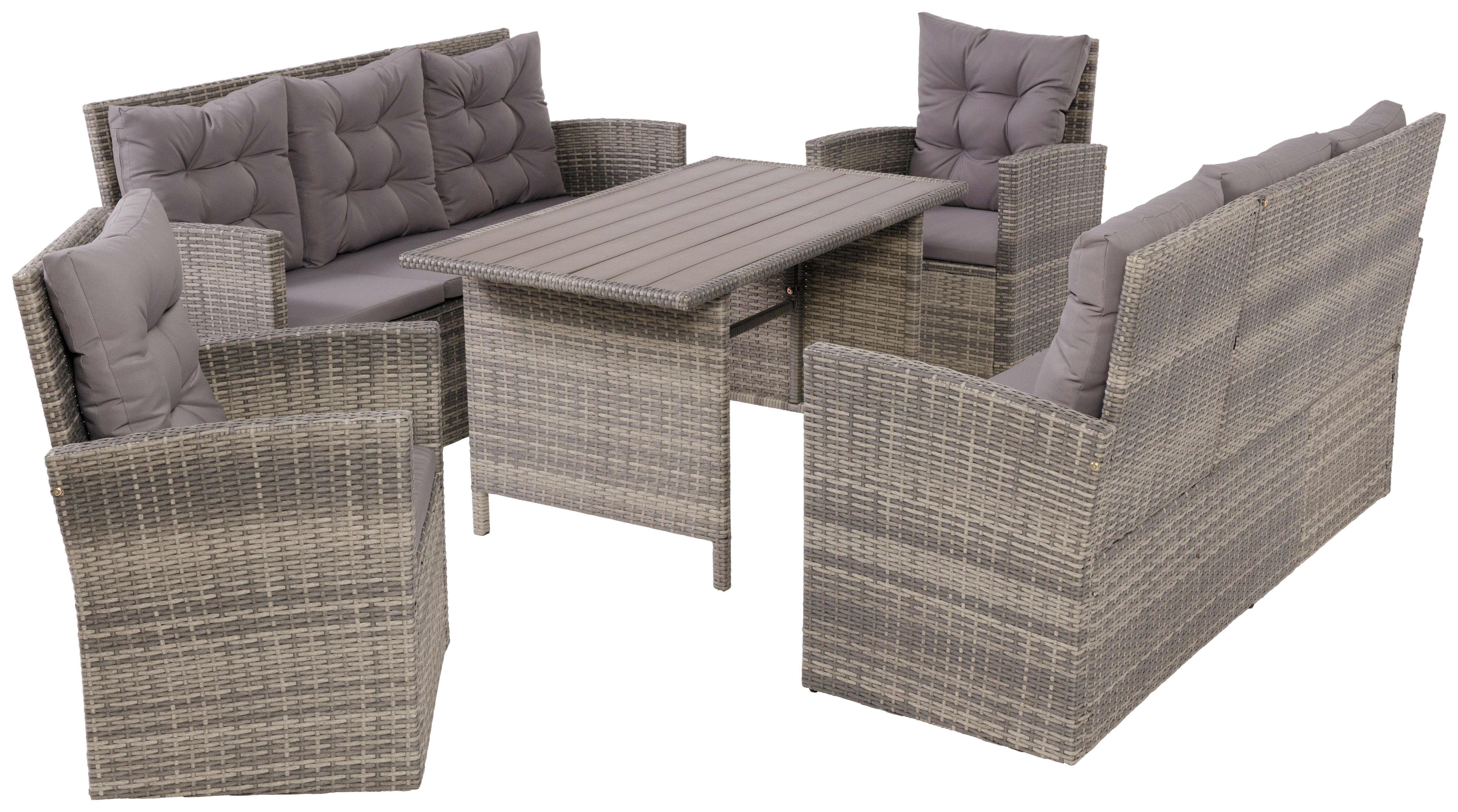 LOUNGEGARNITUR Stahl  - Dunkelgrau/Grau, MODERN, Kunststoff/Textil (120/70/66cm) - Ambia Garden