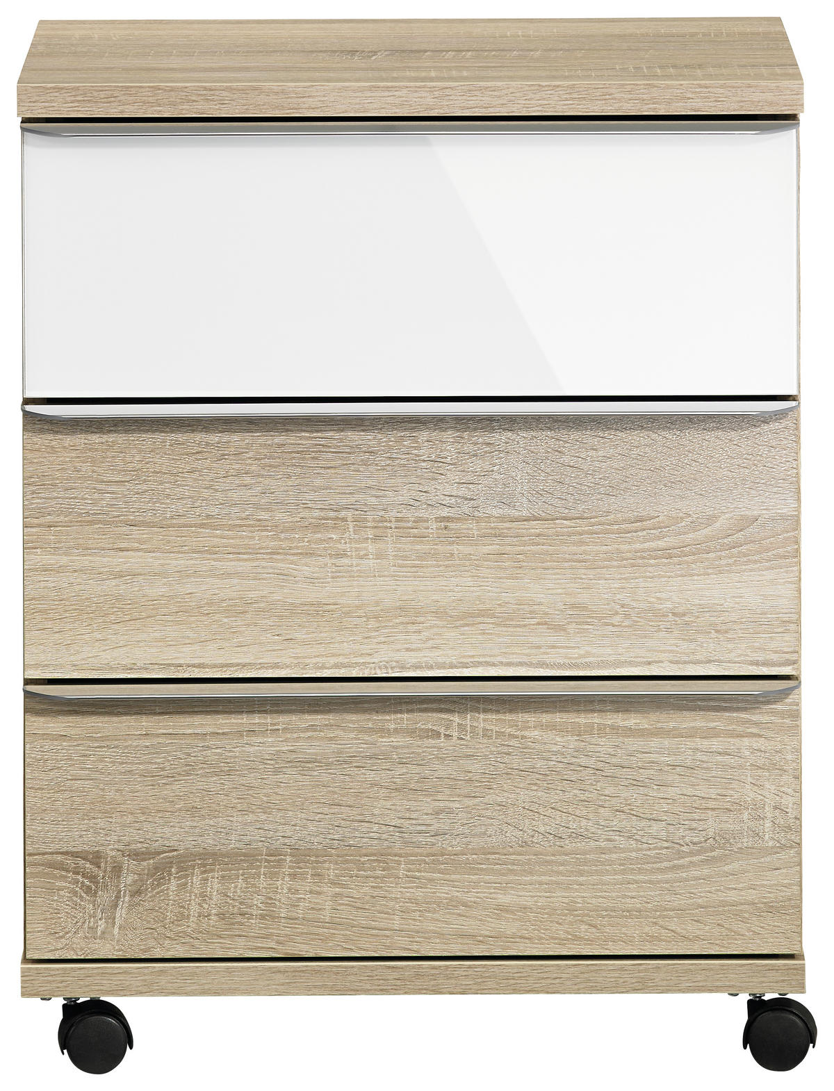 ROLLCONTAINER 51/65/40 cm  - Chromfarben/Weiss, Design, Glas/Holzwerkstoff (51/65/40cm) - Moderano