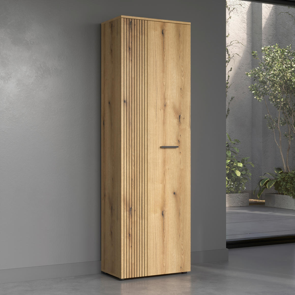 GARDEROBENSCHRANK PUREBLISS  in 60/196/36 cm  - Eichefarben/Schwarz, Basics, Holzwerkstoff/Kunststoff (60/196/36cm) - MID.YOU