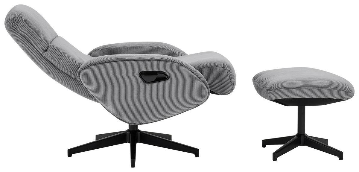 RELAXSESSELSET inkl. Funktion Cord Relaxfunktion, Hocker    - Dunkelgrau/Schwarz, Design, Textil/Metall (75/106/74cm) - Xora