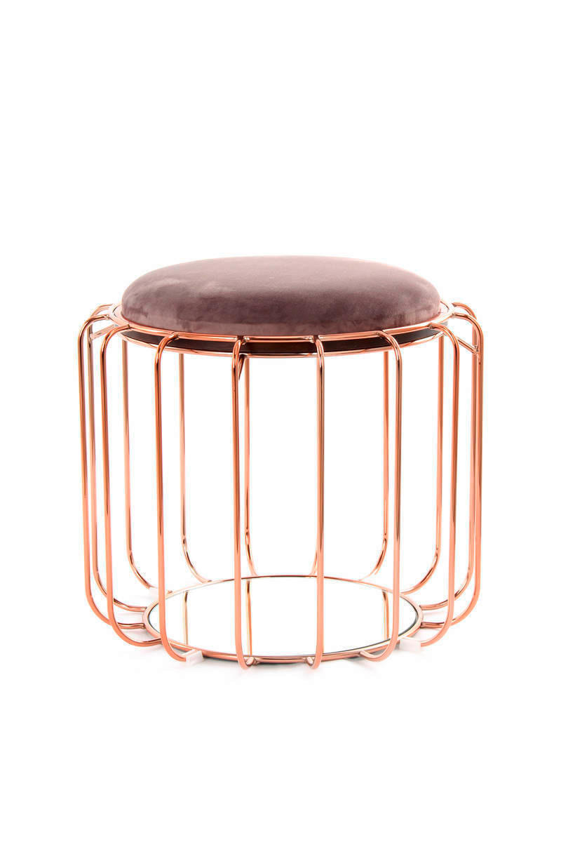 BEISTELLTISCH HOCKER 2 in 1 50/50/45 cm Violett, Kupferfarben  - Violett/Kupferfarben, Basics, Glas/Holzwerkstoff (50/50/45cm) - Kayoom