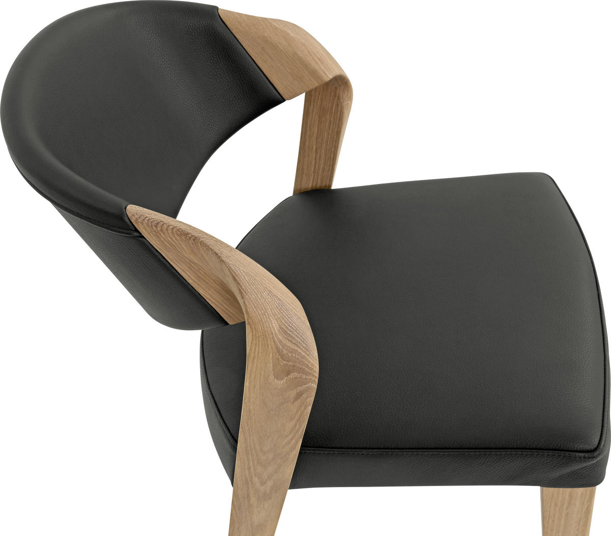 STUHL  in Echtleder pigmentiert  - Eichefarben/Anthrazit, Natur, Leder/Holz (53/82/57cm) - Voglauer