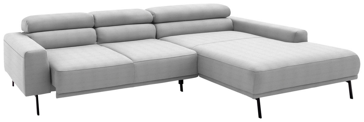 ECKSOFA Cord Hellgrau  - Hellgrau/Schwarz, Design, Textil/Metall (293/215-217cm) - Schöner Wohnen