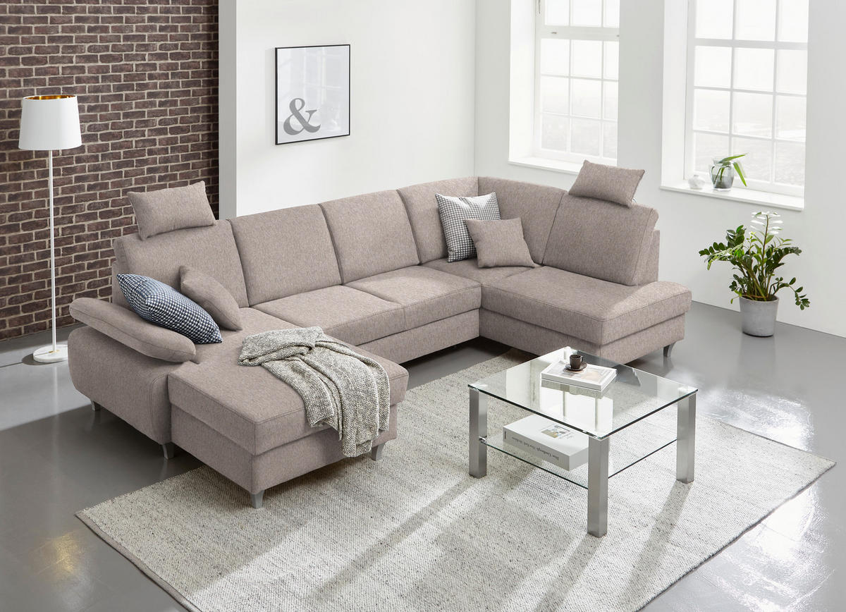 WOHNLANDSCHAFT in Webstoff Rosa  - Silberfarben/Rosa, KONVENTIONELL, Holz/Textil (167/322/186cm) - Cantus