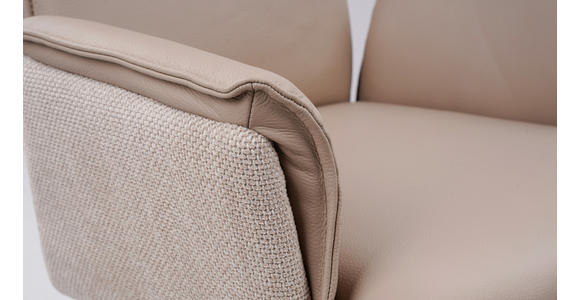 ARMLEHNSTUHL  in Eisen Webstoff Echtleder pigmentiert  - Taupe/Schwarz, Design, Leder/Textil (60,5/87/66cm) - Novel