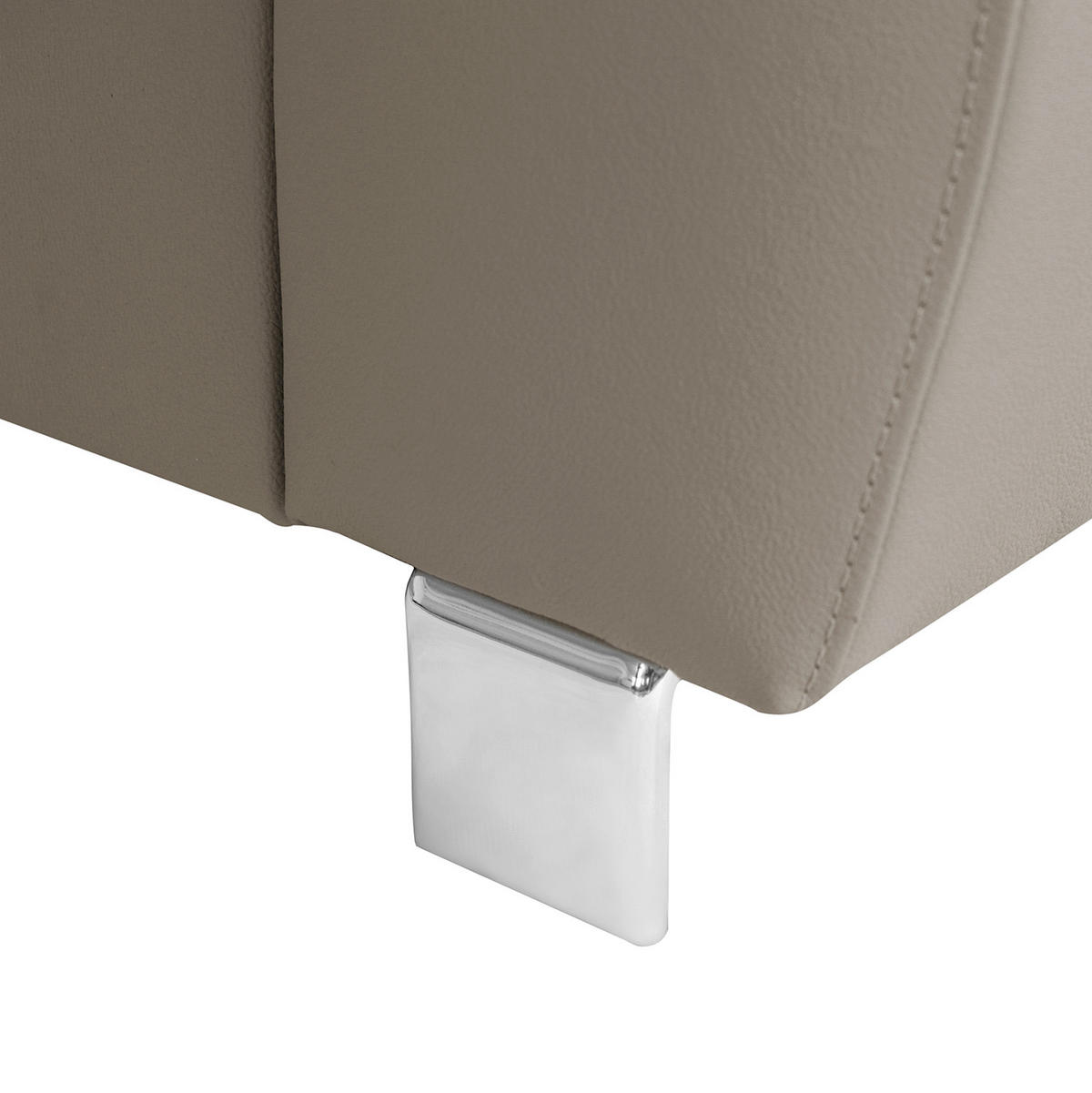 ECKSOFA Hellgrau Echtleder Lederlook  - Chromfarben/Hellgrau, Design, Leder/Textil (208/248cm) - Livetastic