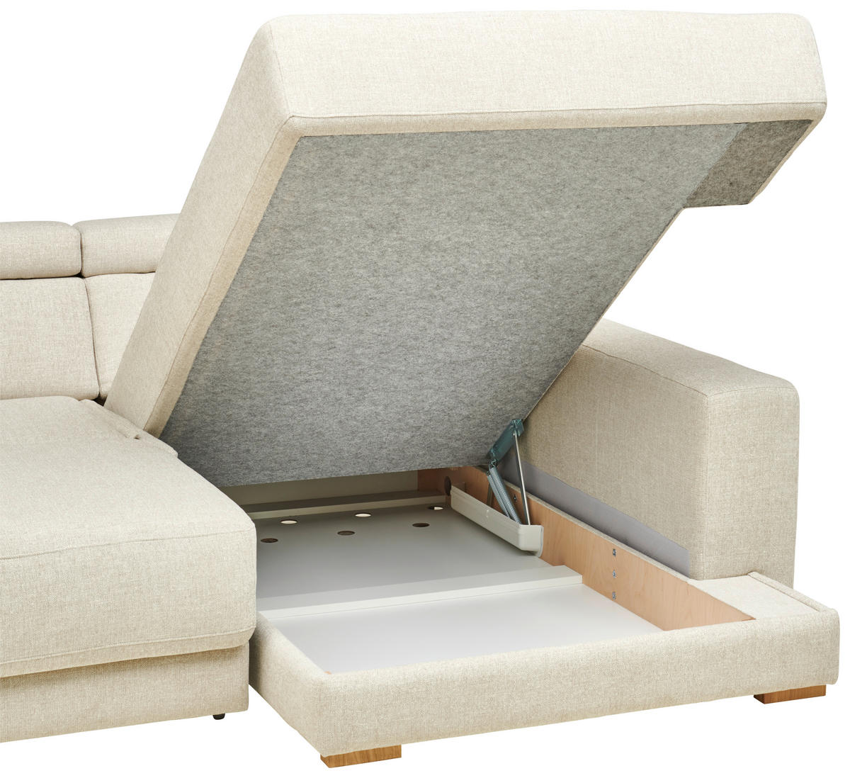 ECKSOFA GINO -EXKLUSIV- - Eichefarben/Naturfarben, Design, Textil (206/316cm) - Sedda