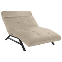 RELAXLIEGE in Mikrofaser Taupe  - Taupe/Schwarz, Design, Textil/Metall (120/54-113/158-198cm) - Pure Home Lifestyle