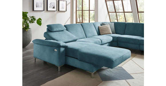 WOHNLANDSCHAFT  in Chenille Blau  - Blau/Alufarben, Design, Textil/Metall (170/333/265cm) - Dieter Knoll