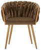 STOLIČKA S PODRÚČKAMI, zamat, hnedá - hnedá/zlatá, Lifestyle, kov/textil (60/78/55cm) - Ambia Home