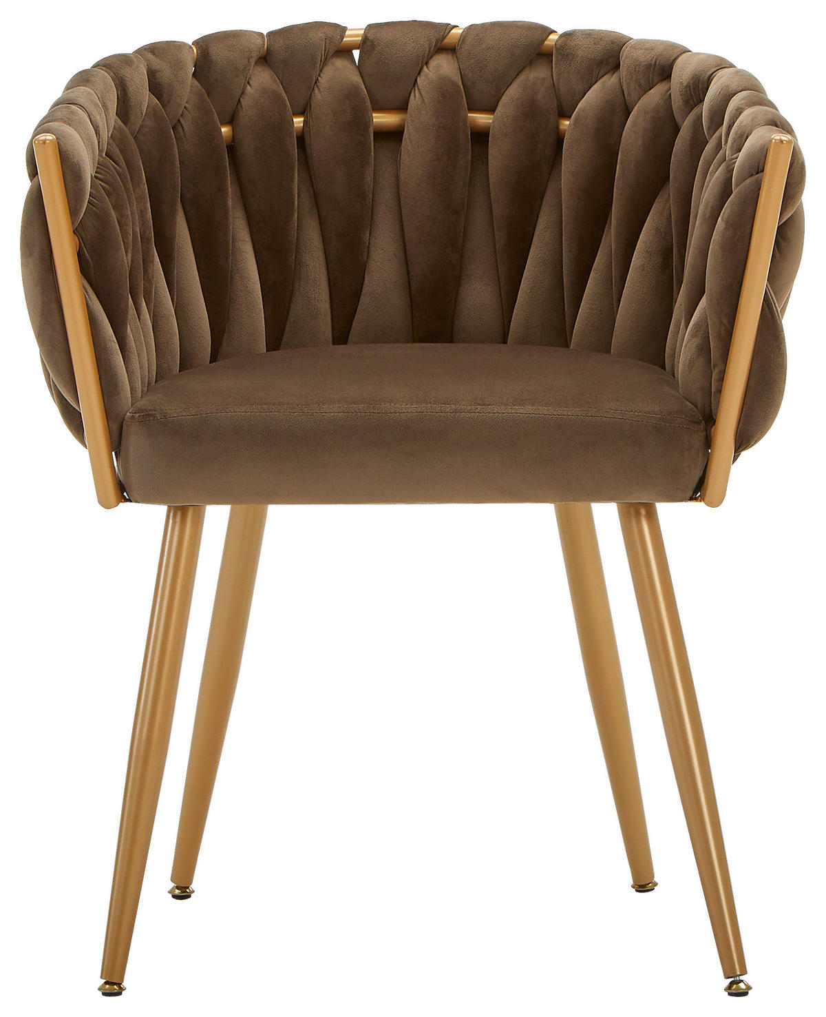 STOLIČKA S PODRÚČKAMI, zamat, hnedá - hnedá/zlatá, Lifestyle, kov/textil (60/78/55cm) - Ambia Home