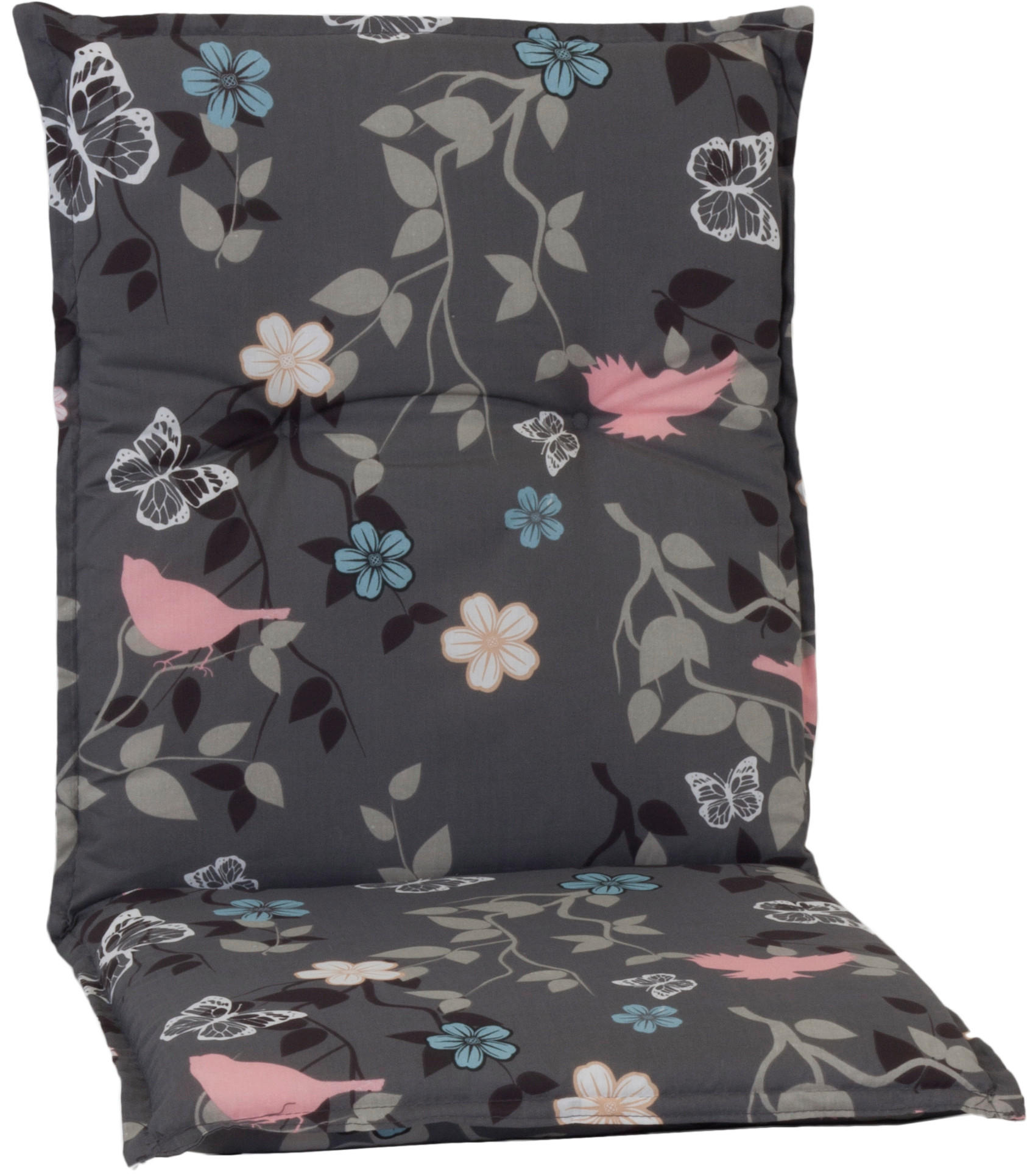 Thumbnail - Gardenson Sesselauflage, Grau, Textil, Vogel, Füllung: Schaumstoff, Fleece, 50x6x100 cm, bügelfrei, formstabil, für den ...