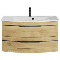 WASCHTISCHKOMBI 91 cm  - Eichefarben/Schwarz, Design, Holzwerkstoff/Stein (91cm) - Sadena