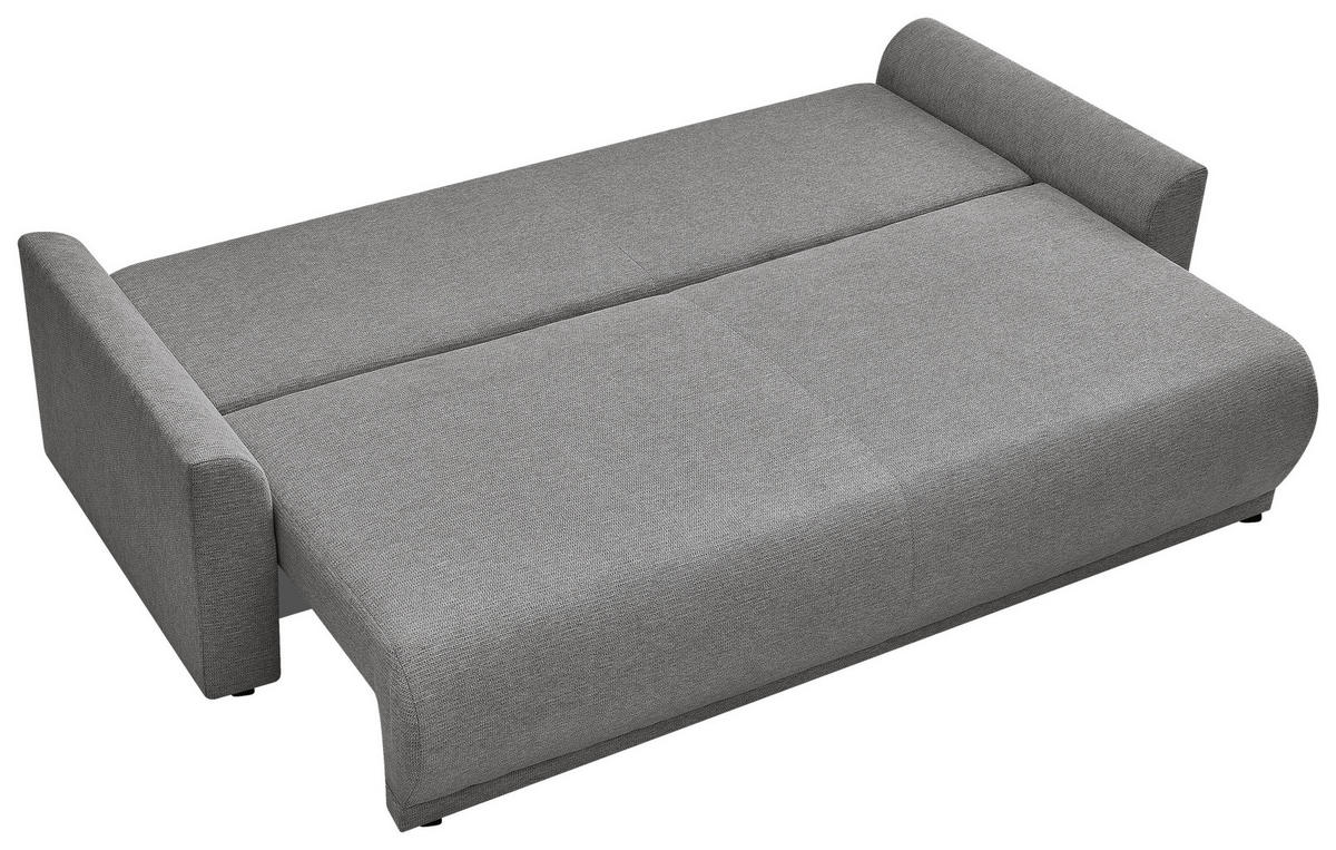 SCHLAFSOFA KIMMY Struktur Grau  inkl. Zierkissen, Rückenkissen, Bettkasten  - Schwarz/Grau, Design, Kunststoff/Textil (234/90/103cm) - P & B