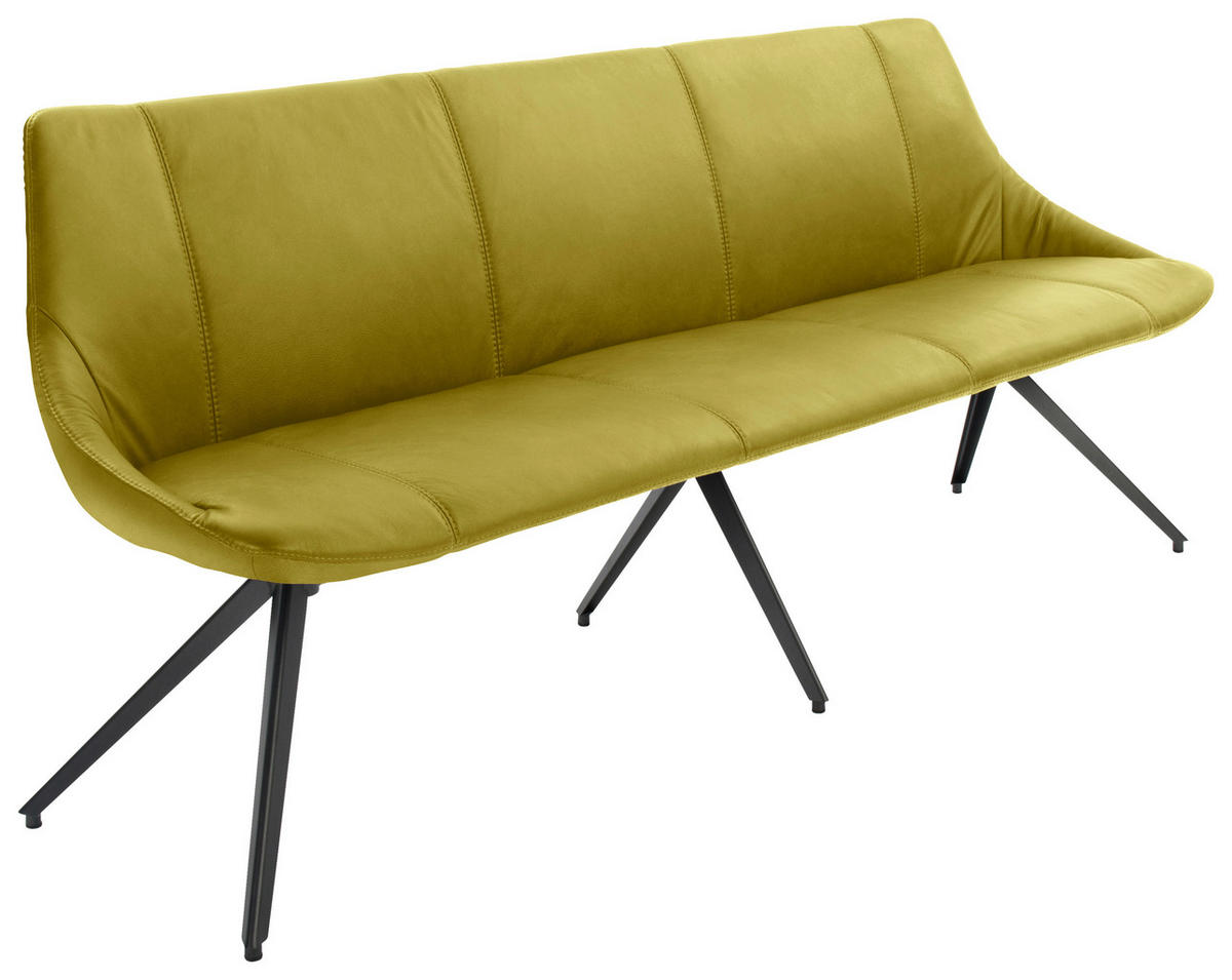 SITZBANK 195/88/62 cm Echtleder Anthrazit, Limette Metall  - Anthrazit/Limette, Design, Leder/Metall (195/88/62cm) - Bert Plantagie